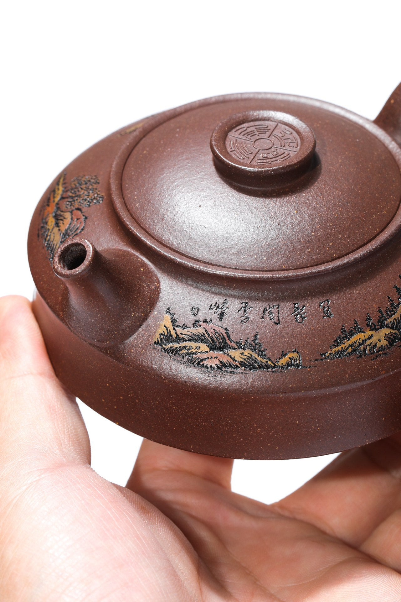 【彩刻江山 礼藏之巅】紫砂界彩刻山水标杆·李峰大师｜恭王府馆藏臻品《延年益寿壶》原矿优质老紫泥·180cc