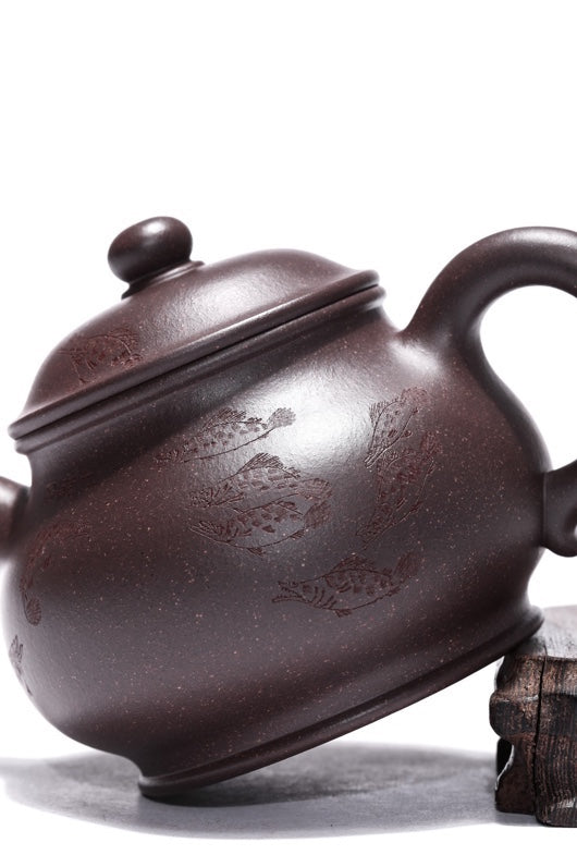 紫砂珍藏级精品｜省大师吴培林高徒·王雅丽 制【潘壶】世家传承·精工之作 原矿大水潭天青泥·350cc