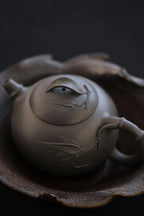 紫砂珍藏级精品｜省大师吴培林高徒·王雅丽 制【文竹壶】极品天青泥·160cc