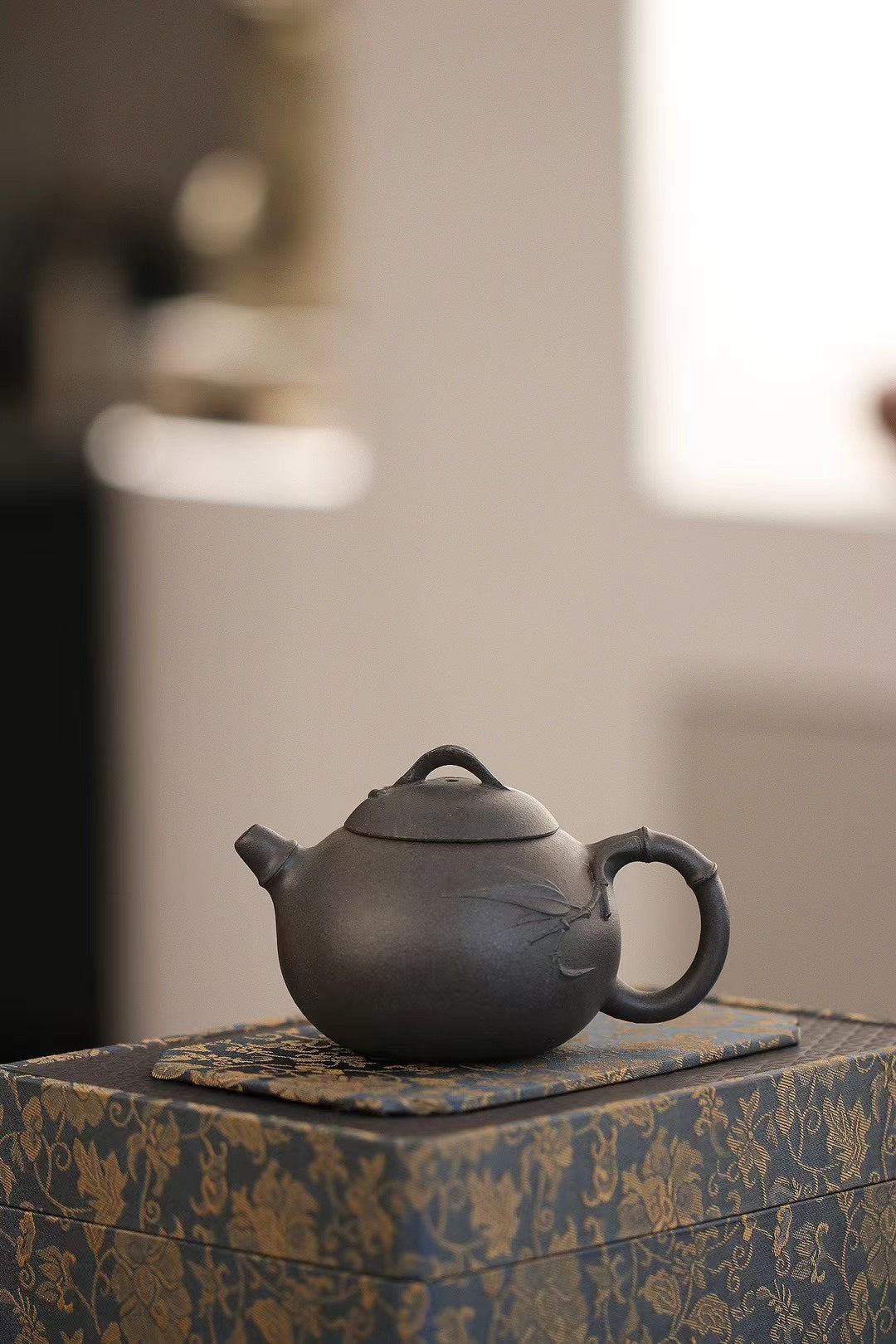 紫砂珍藏级精品｜省大师吴培林高徒·王雅丽 制【文竹壶】极品天青泥·160cc