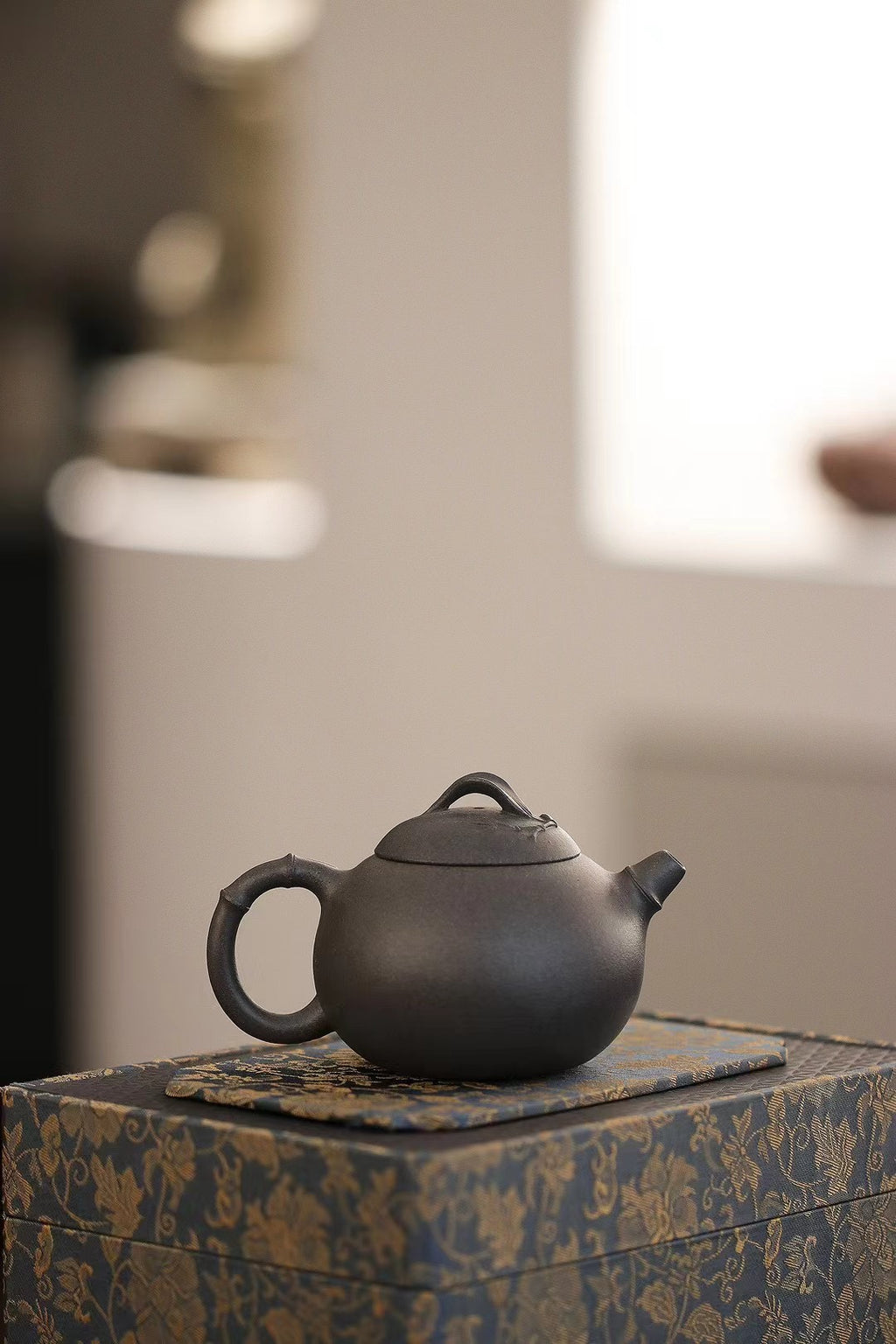 紫砂珍藏级精品｜省大师吴培林高徒·王雅丽 制【文竹壶】极品天青泥·160cc