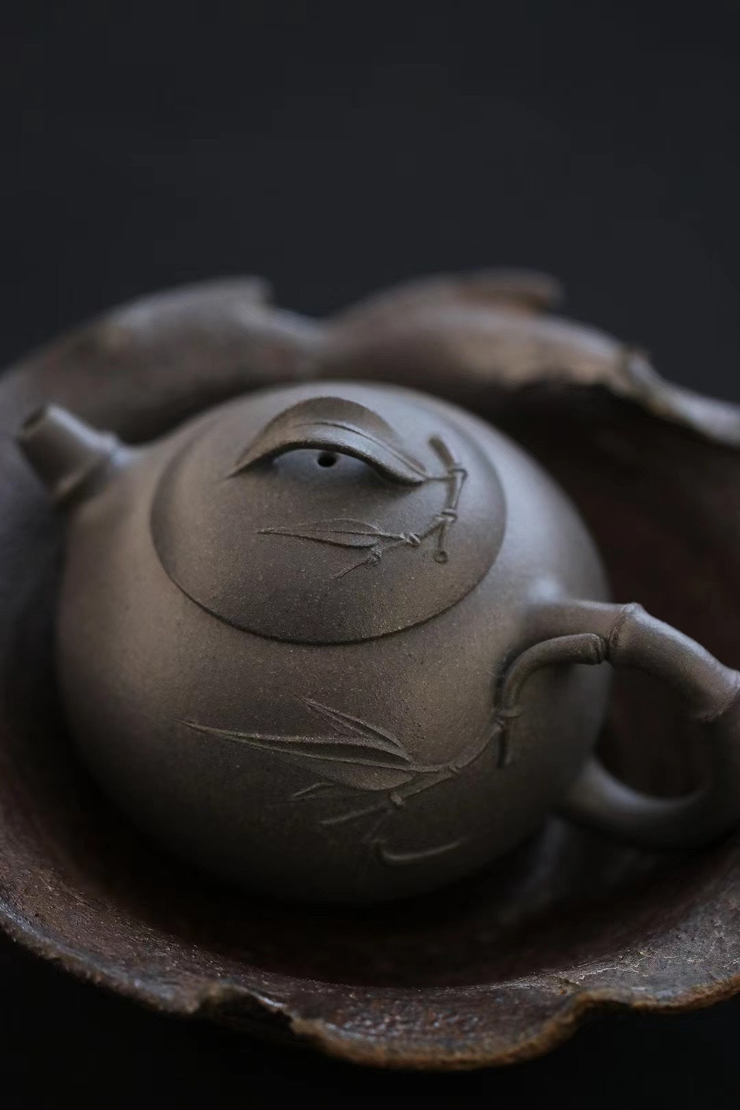 紫砂珍藏级精品｜省大师吴培林高徒·王雅丽 制【文竹壶】极品天青泥·160cc