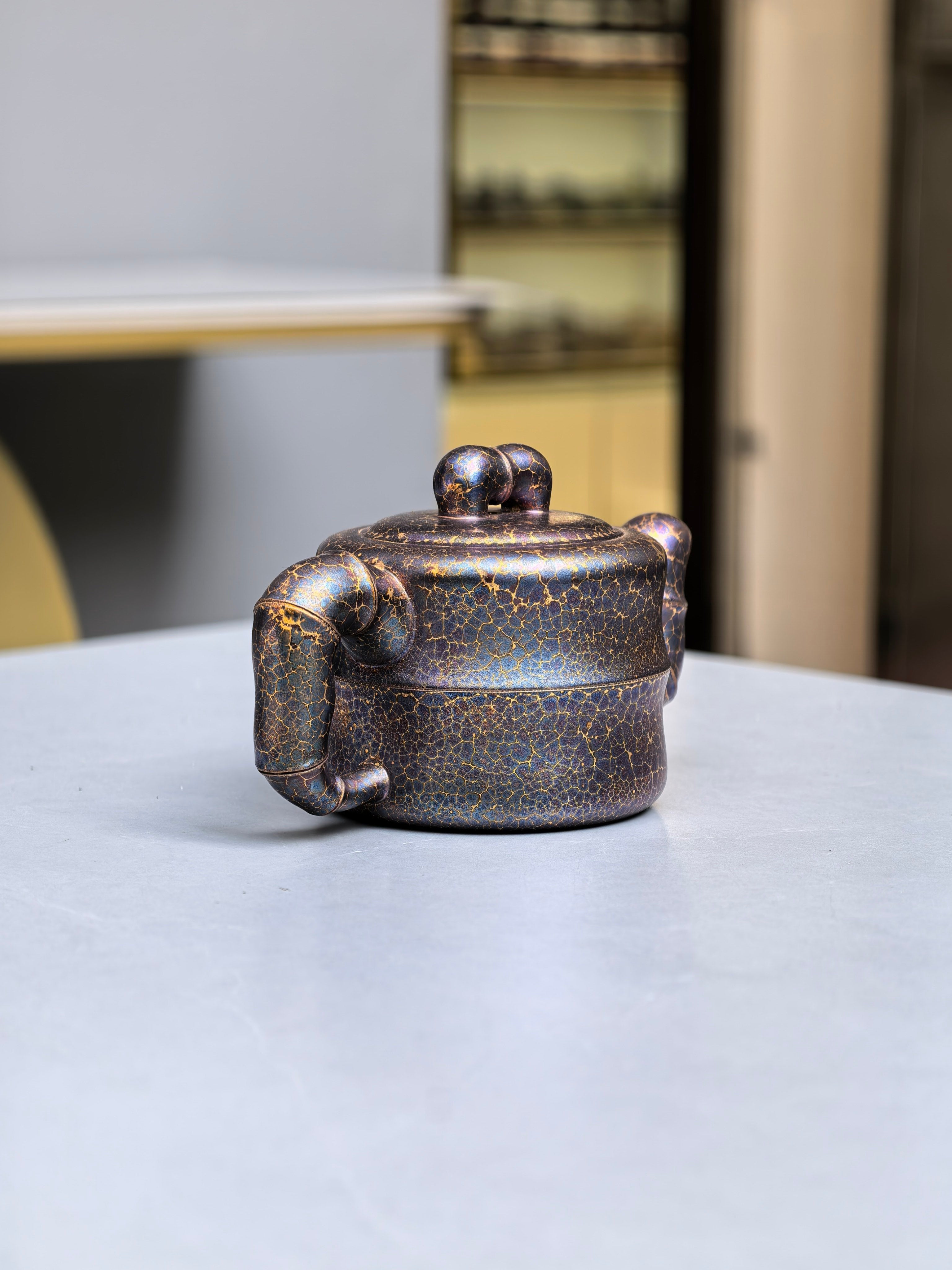 范泽锋大师高徒·省大师邱爽紫砂潜力重器【步步高升壶】原矿优质本山绿泥·330cc（紫晶贝壳烧）