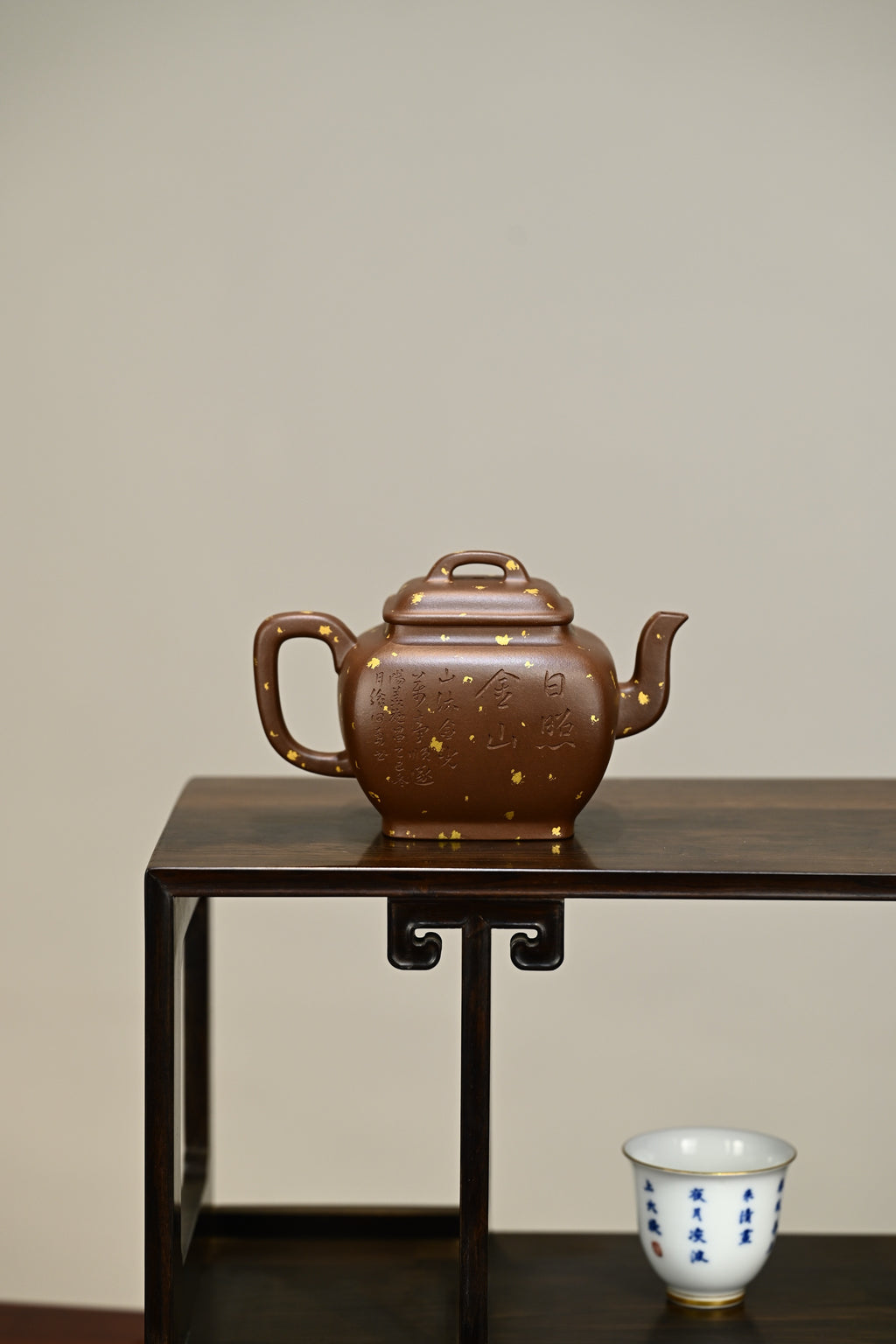 鸣远四方·日照金山·全手工六届全手工大赛一等奖高工施昌作品/容量330cc/原矿底槽清描金