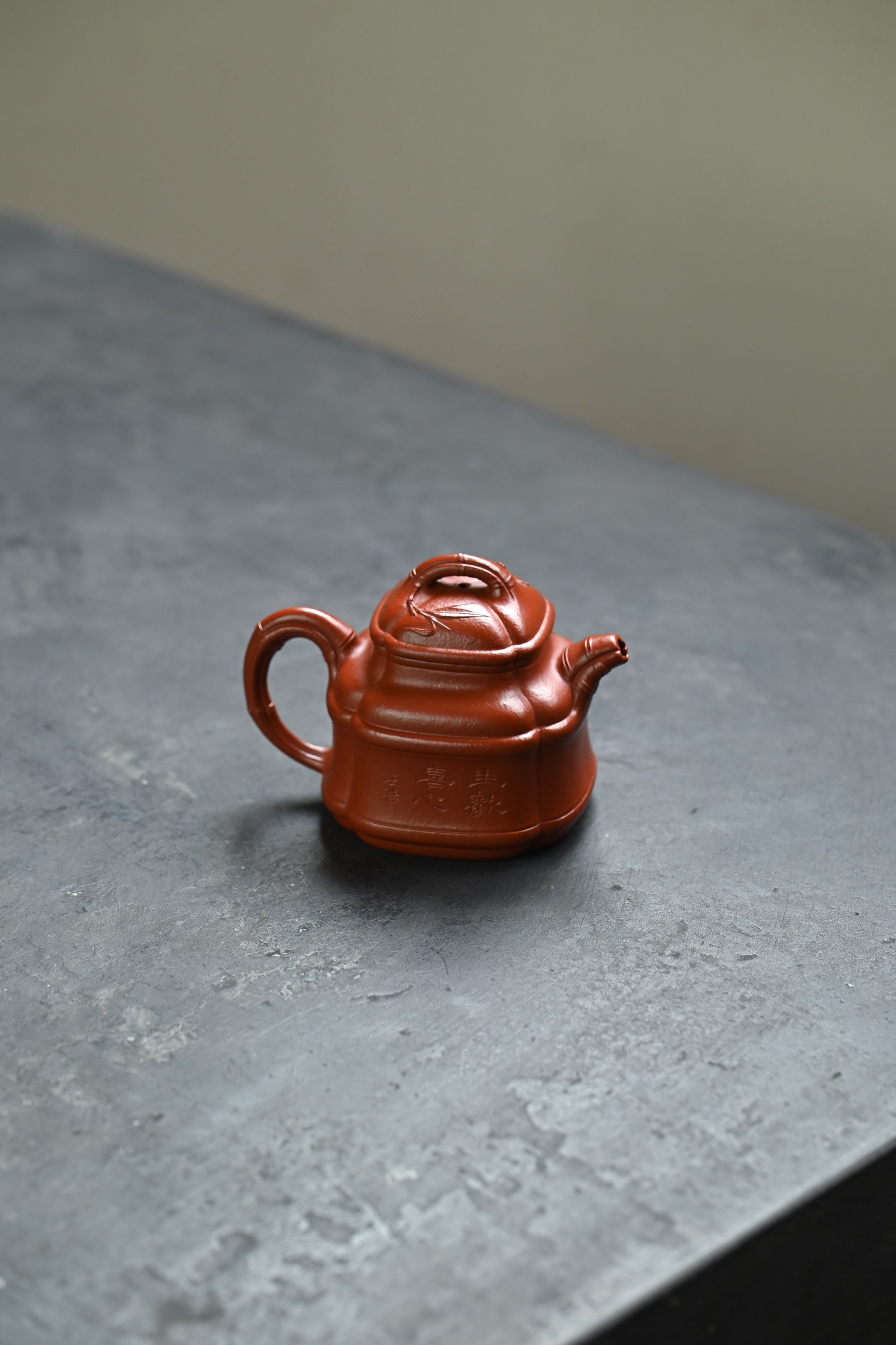 四方竹鼎·全手工  /大拍陶手雷罡作品（师承范伟群）容量200cc/家藏朱泥