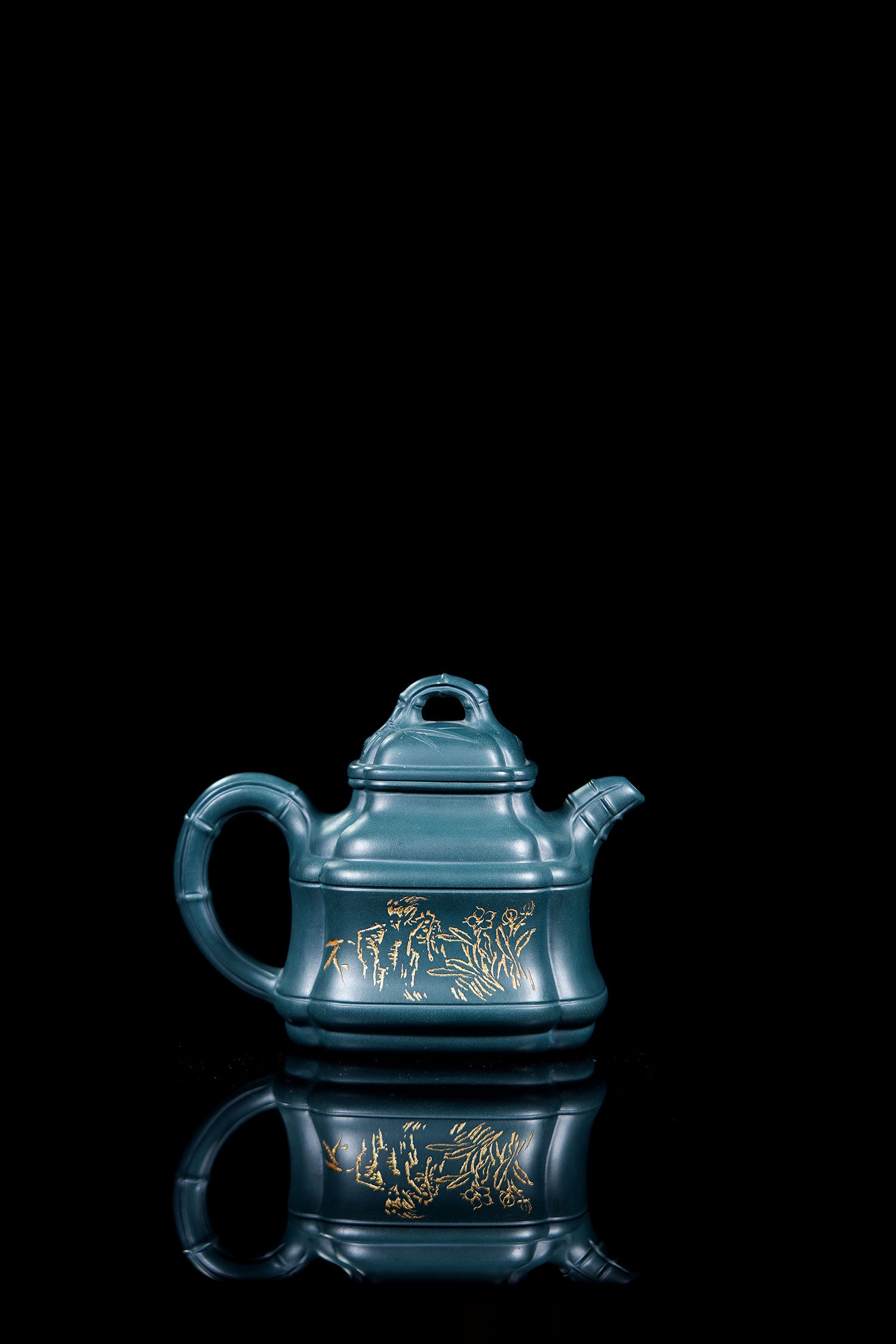 储立之大师 中国陶瓷艺术终身成就奖获得者 典藏重器【四方竹鼎壶】优质民国绿·620cc