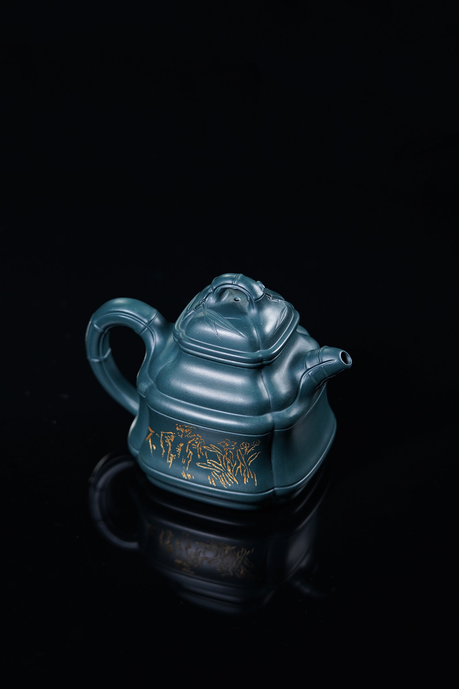储立之大师 中国陶瓷艺术终身成就奖获得者 典藏重器【四方竹鼎壶】优质民国绿·620cc