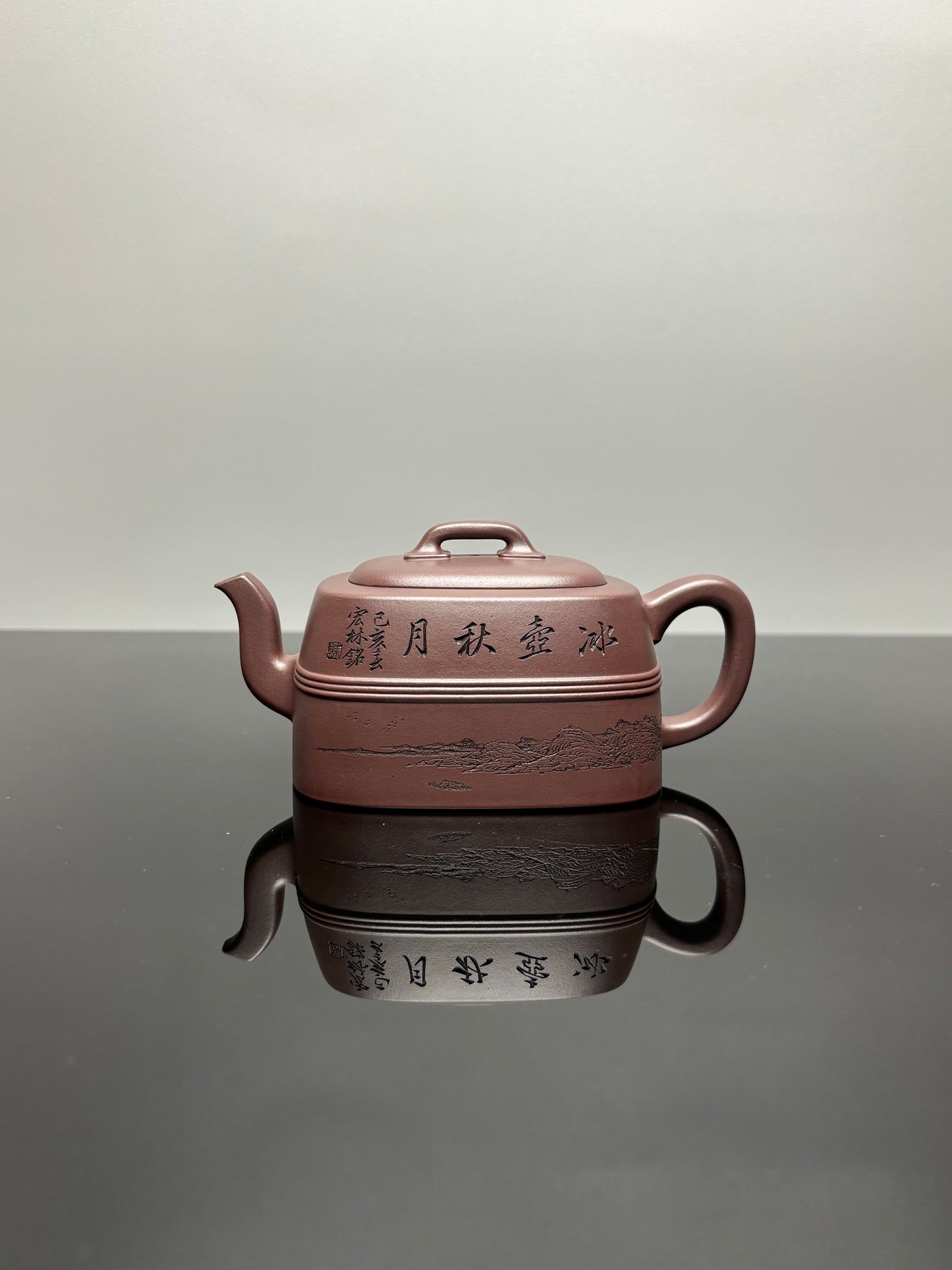 新品首发🧧宏林山水·礼藏天下｜陈宏林大师传世巅峰臻品【四方映月壶】原矿优质老紫泥·280cc