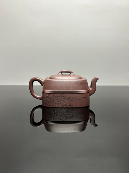 新品首发🧧宏林山水·礼藏天下｜陈宏林大师传世巅峰臻品【四方映月壶】原矿优质老紫泥·280cc