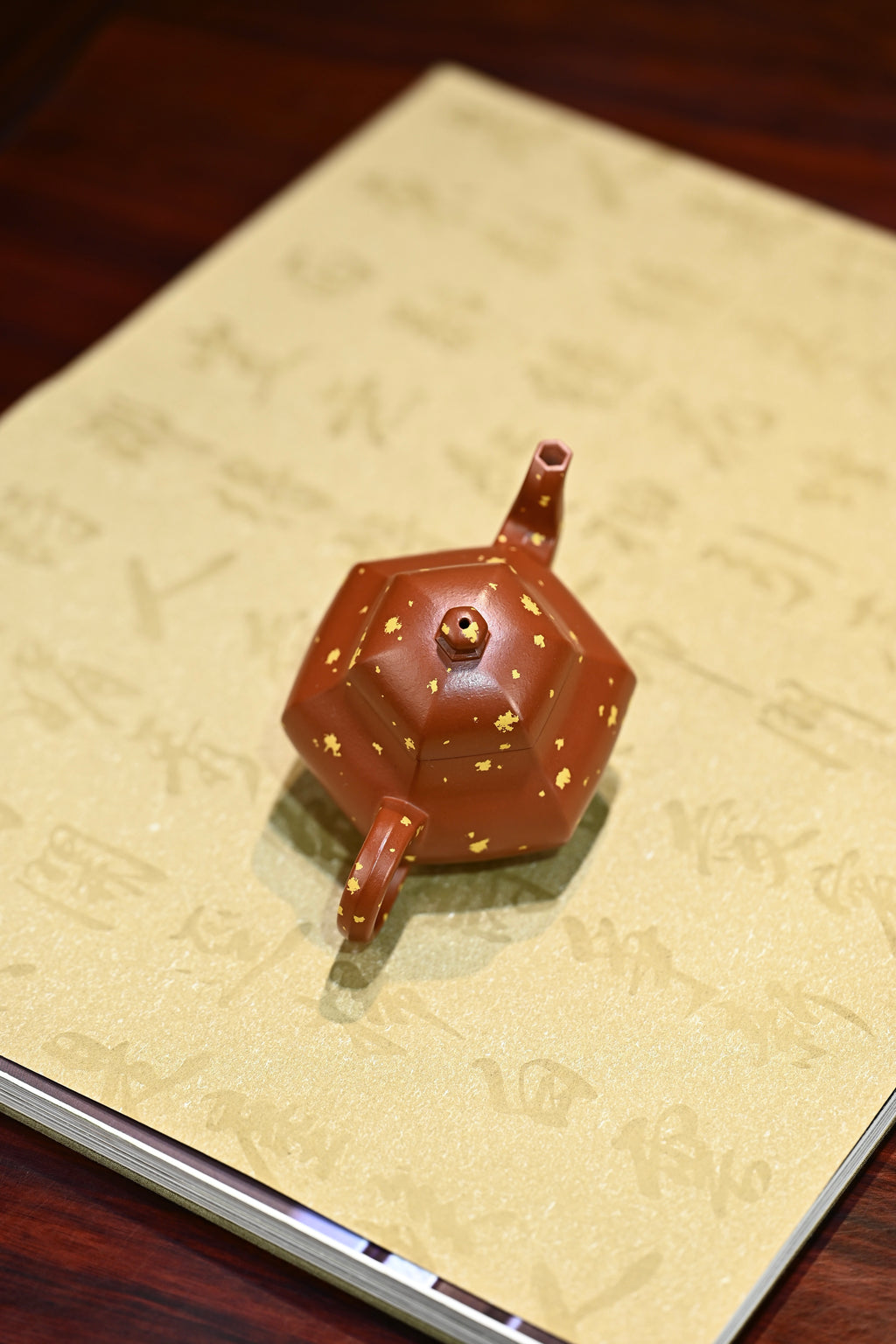 六方梨形·全手工 多届全手工大赛二等奖大拍陶手吴涛作品 容量120cc/朱泥撒金