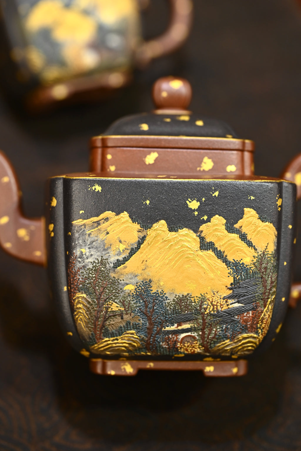 自在四方套组·日照金山·全手工 /六届全手工大赛一等奖高工施昌作品 /容量410cc/原矿底槽清描金