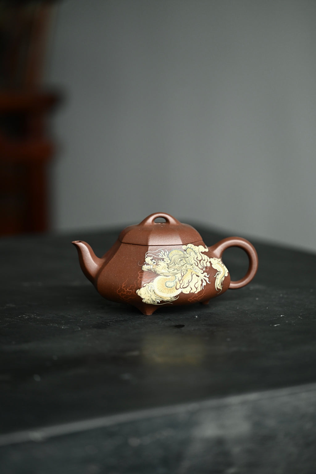 汉棠石瓢·全手工多届全手工大赛二等奖大拍陶手吴涛作品 /泥绘名家褚萍泥绘 /容量360cc/原矿底槽清