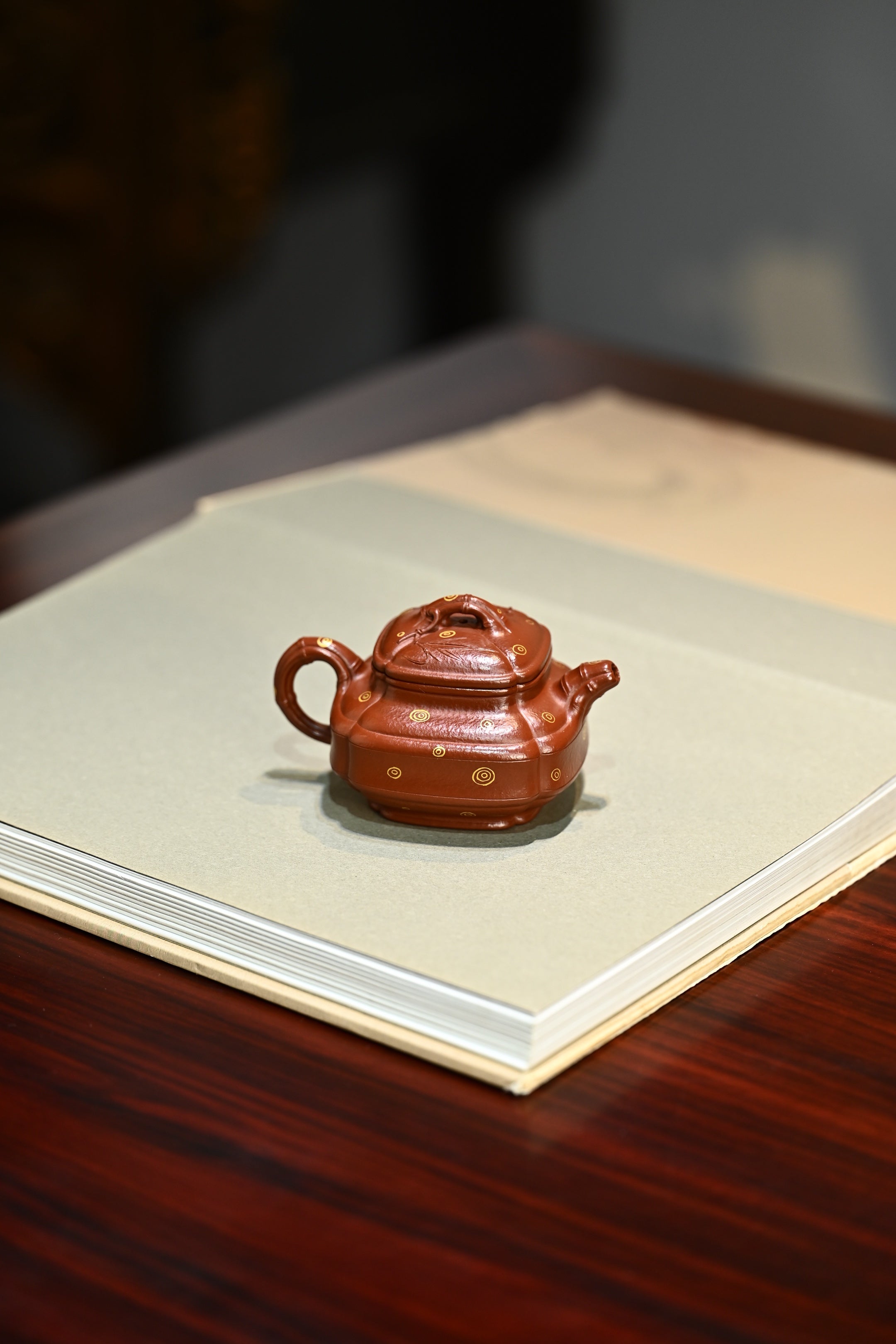 小竹鼓·全手工/大拍陶手雷罡作品（师承范伟群）/容量120cc/朱泥炝金