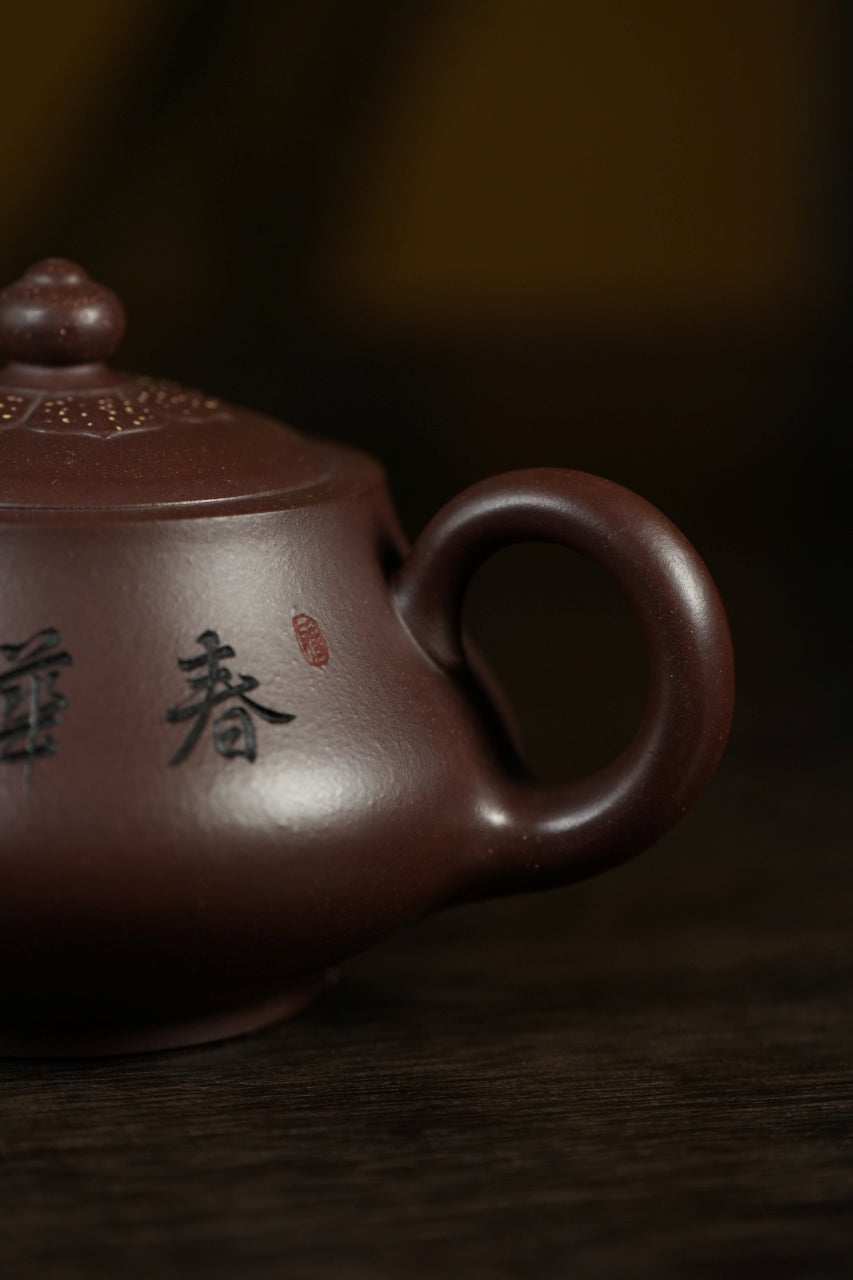 范大生嫡脉｜范秀芳制 范伟群装饰｜双省大师联诀紫砂臻品《春华秋实壶》原矿优质紫泥·300cc（入册款代表作）