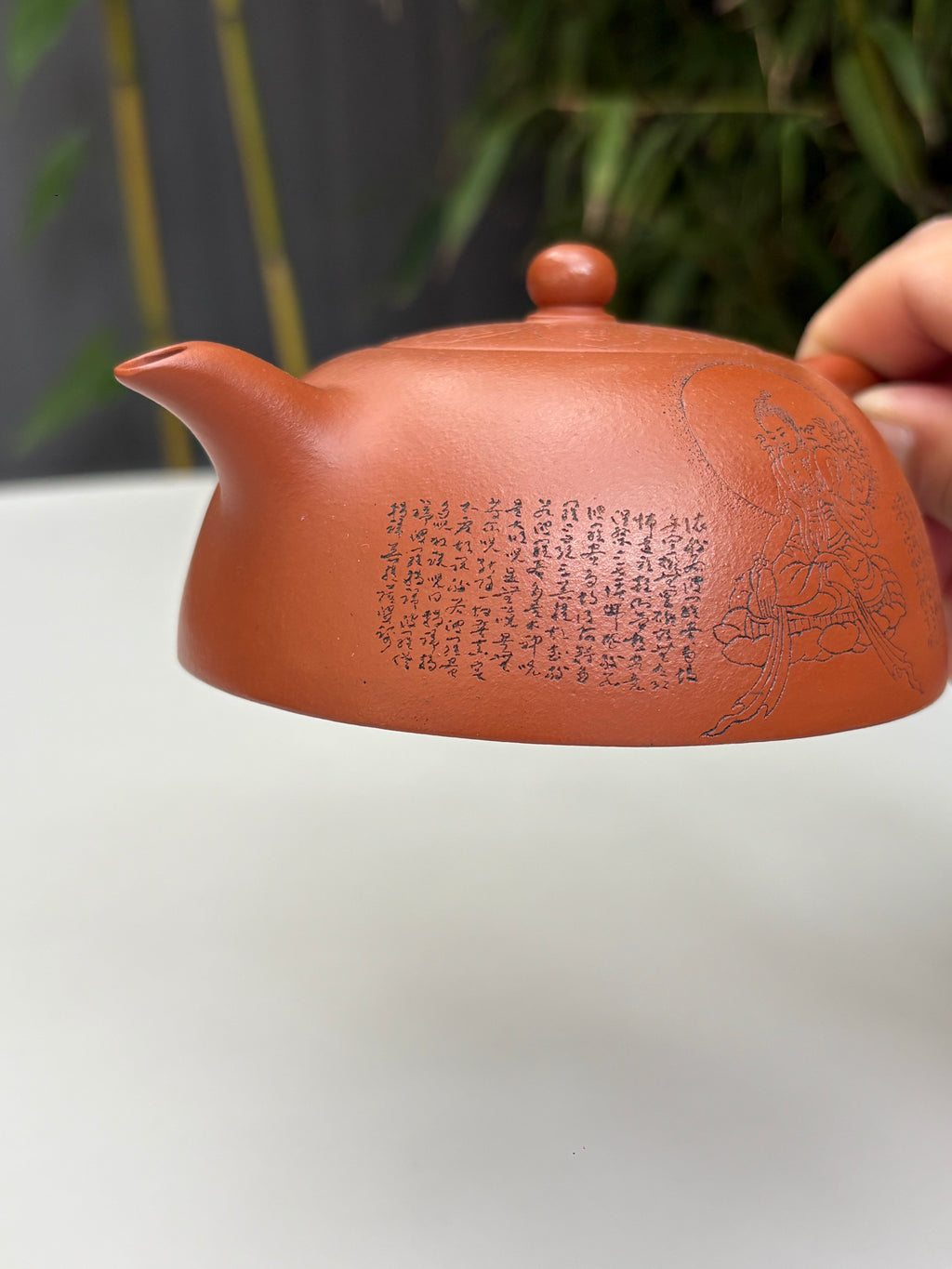 郑求标大师｜双心经至尊藏品·大拍+金奖+馆藏《小心经半月壶》原矿极品朱泥·200cc