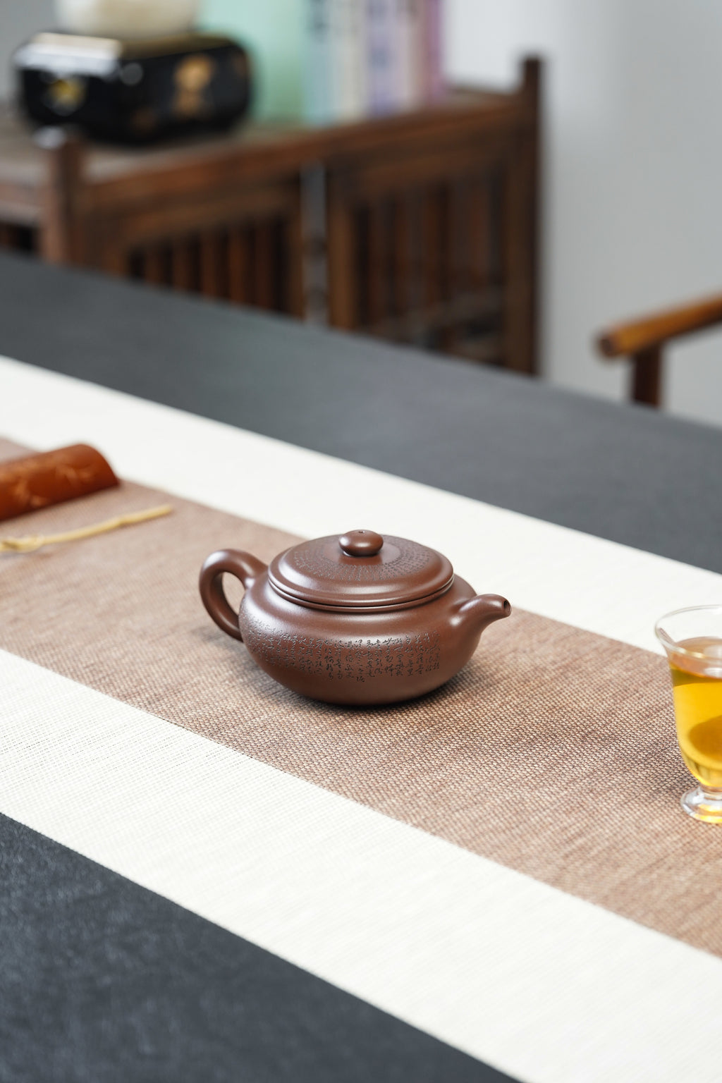 一器藏心经·紫砂纳万福｜郑求标大师｜吉祥经+心经至尊藏品《扁腹壶》禅意紫砂原矿极品老紫泥·260cc