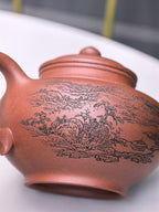 宏林山水·礼藏天下｜陈宏林大师传世巅峰臻品【笑樱壶】原矿极品底槽清·420cc紫砂山水陶刻天花板·陈宏林亲工