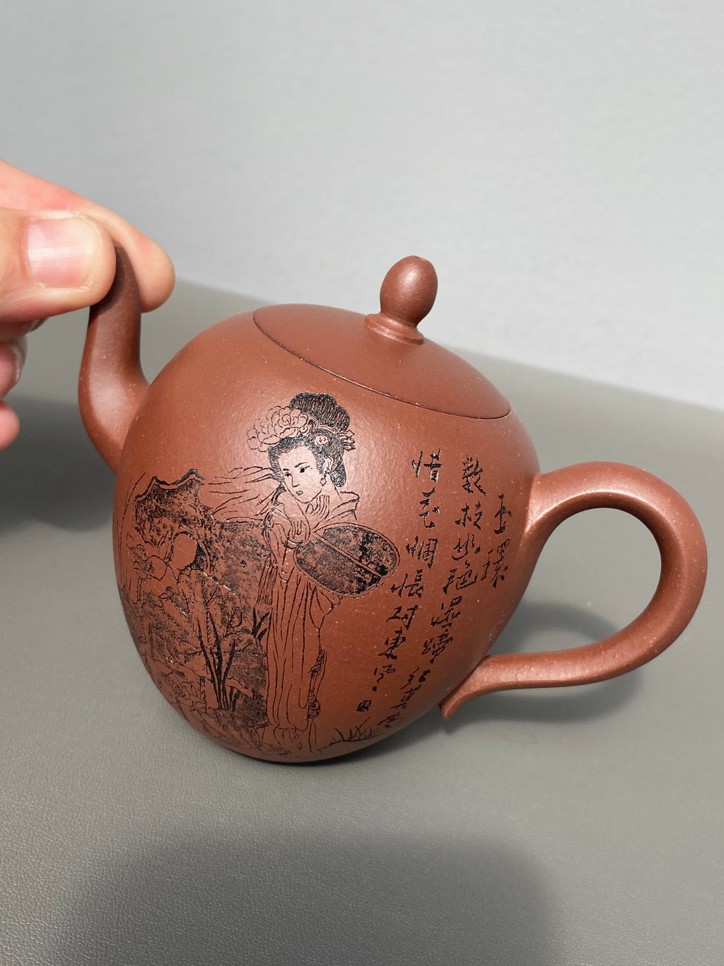 紫砂界陶刻艺术名家·李峰臻品《美人肩壶》礼藏双绝 传世雅器原矿优质底槽清·230cc