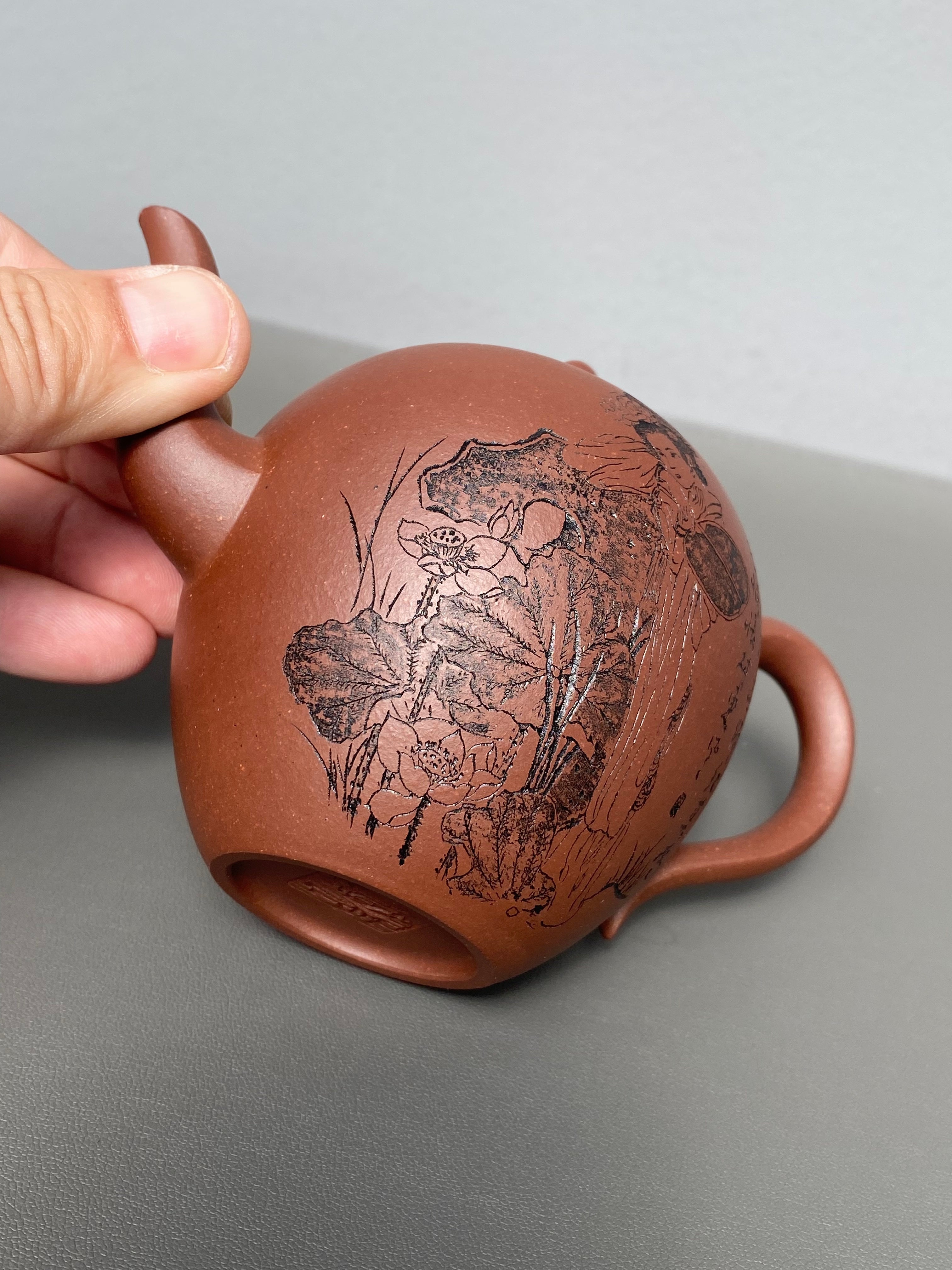 紫砂界陶刻艺术名家·李峰臻品《美人肩壶》礼藏双绝 传世雅器原矿优质底槽清·230cc