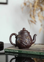 专注原创紫砂三十年【祥瑞纳财套组】原矿紫茄泥·350cc·杯120cc ——原创紫砂手艺人·朱红景