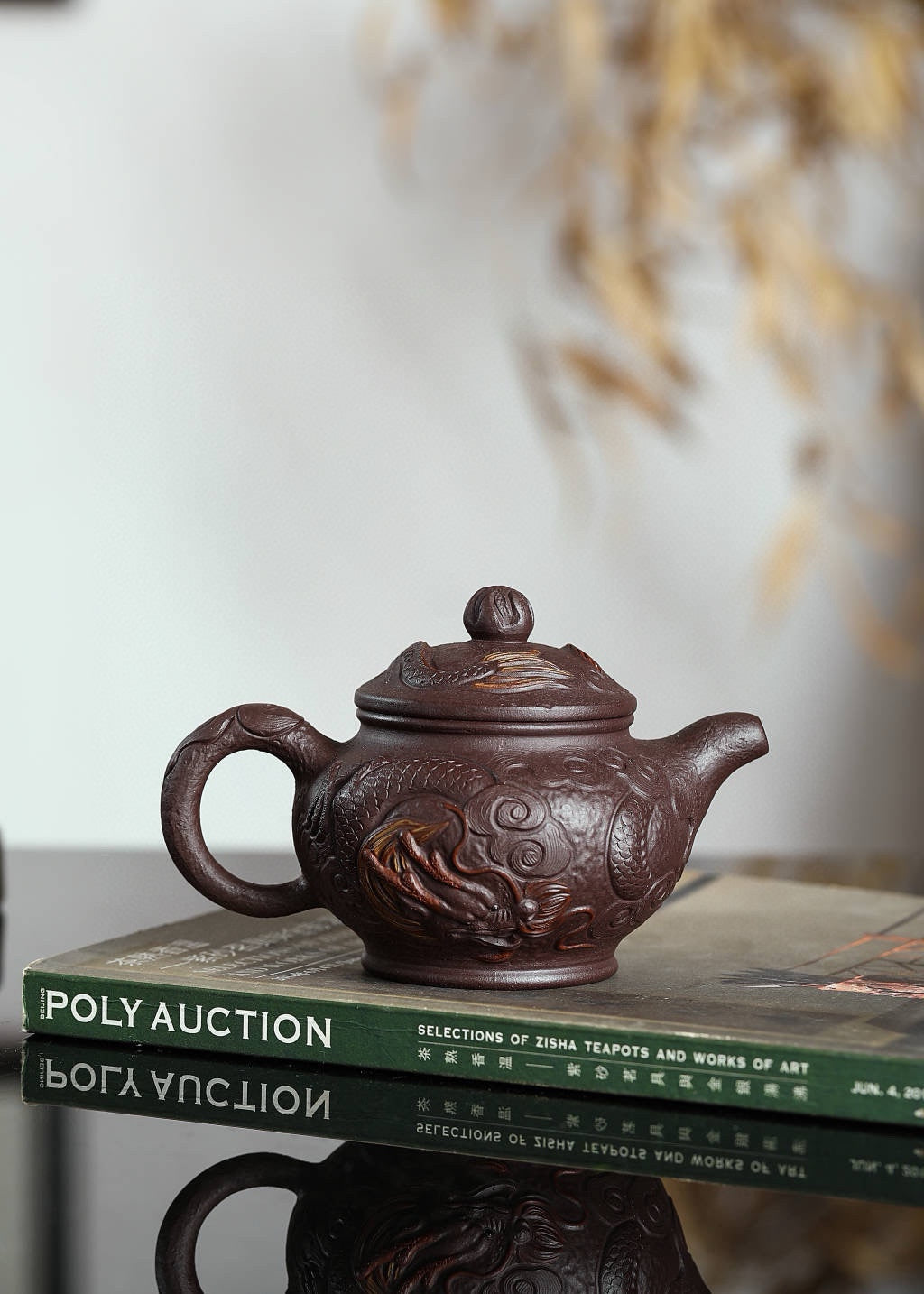 专注紫砂龙壶三十年【双龙戏珠套组】高性价比精品 原矿紫茄泥· 240cc·小杯130cc原创紫砂手艺人·朱红景