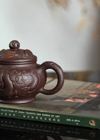 专注紫砂龙壶三十年【双龙戏珠套组】高性价比精品 原矿紫茄泥· 240cc·小杯130cc原创紫砂手艺人·朱红景