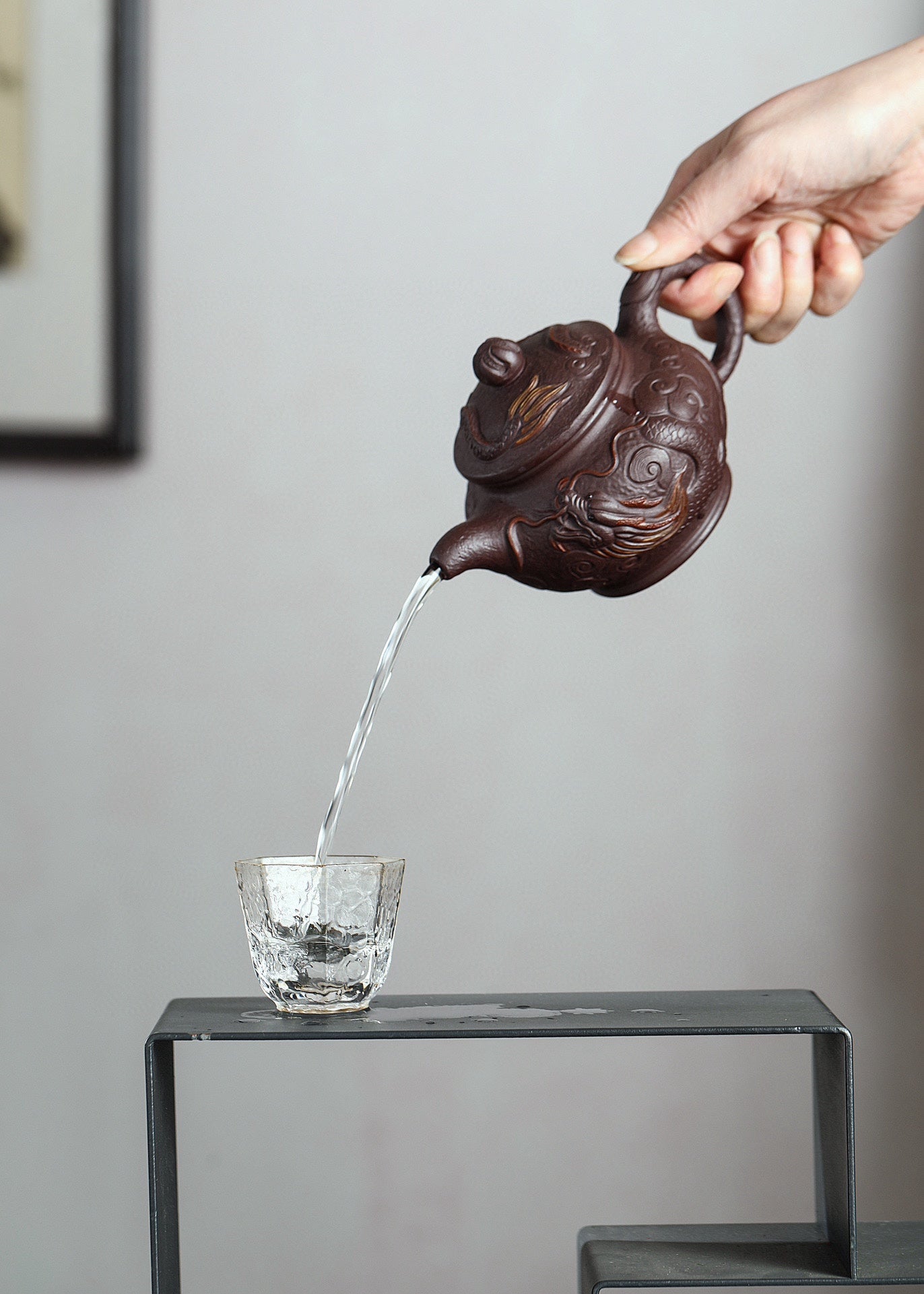 专注紫砂龙壶三十年【双龙戏珠套组】高性价比精品 原矿紫茄泥· 240cc·小杯130cc原创紫砂手艺人·朱红景