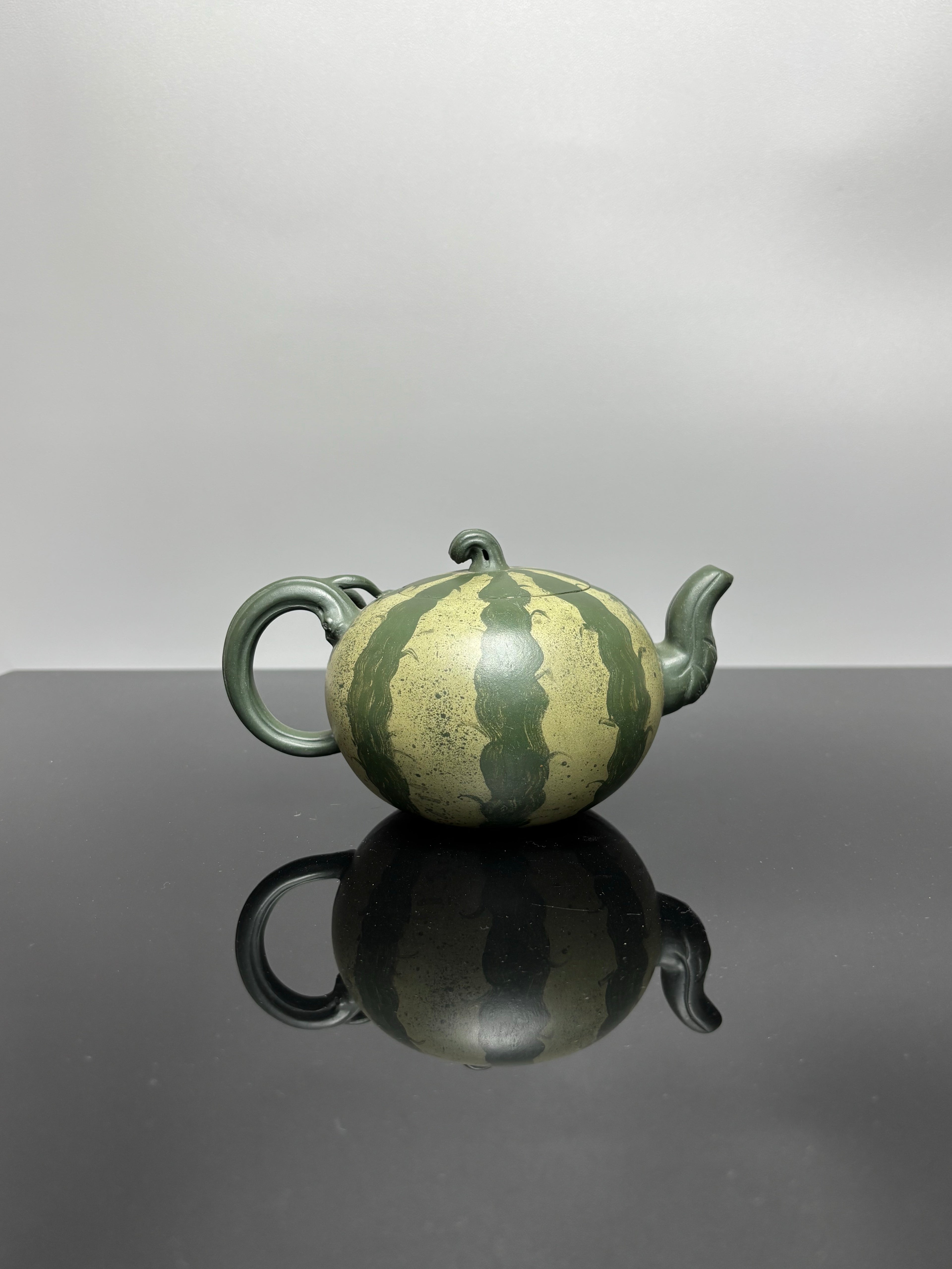 蒋蓉之女 传世花器｜蒋艺华·非遗紫砂巅峰重器《西瓜套组》优质本山绿泥粉浆·430cc