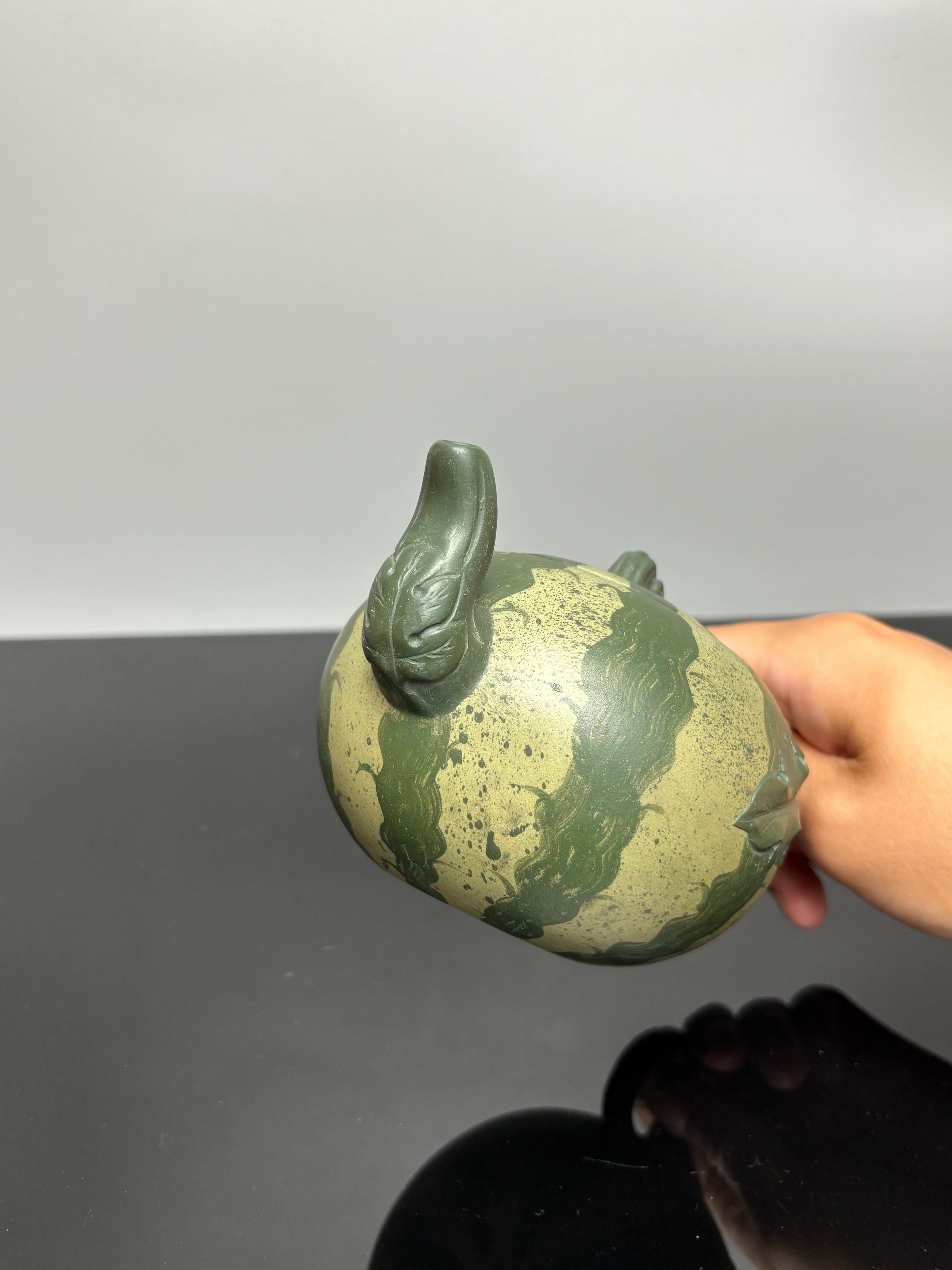 蒋蓉之女 传世花器｜蒋艺华·非遗紫砂巅峰重器《西瓜套组》优质本山绿泥粉浆·430cc