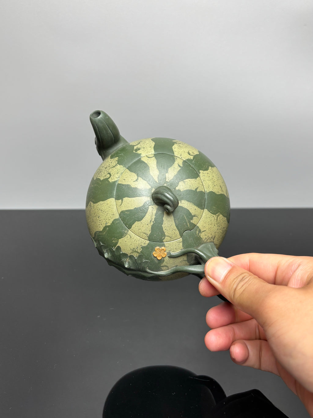 蒋蓉之女 传世花器｜蒋艺华·非遗紫砂巅峰重器《西瓜套组》优质本山绿泥粉浆·430cc