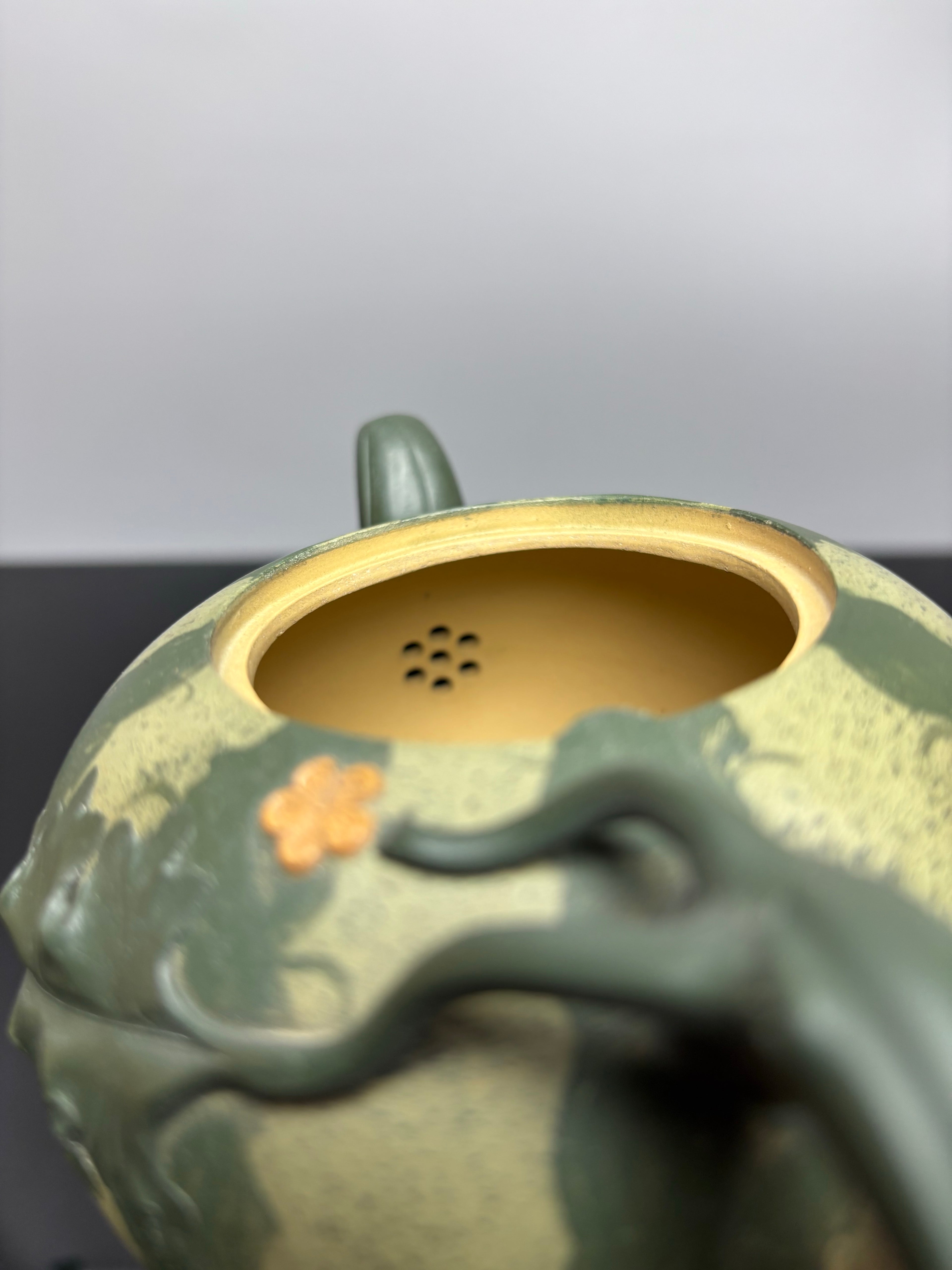 蒋蓉之女 传世花器｜蒋艺华·非遗紫砂巅峰重器《西瓜套组》优质本山绿泥粉浆·430cc
