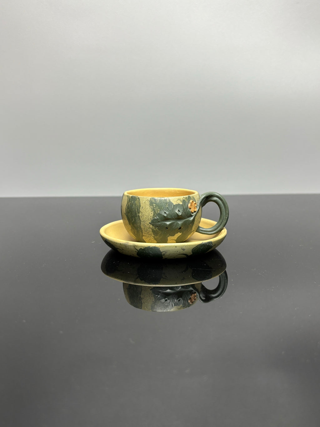 蒋蓉之女 传世花器｜蒋艺华·非遗紫砂巅峰重器《西瓜套组》优质本山绿泥粉浆·430cc
