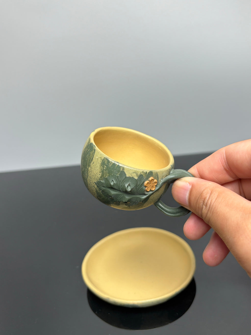 蒋蓉之女 传世花器｜蒋艺华·非遗紫砂巅峰重器《西瓜套组》优质本山绿泥粉浆·430cc