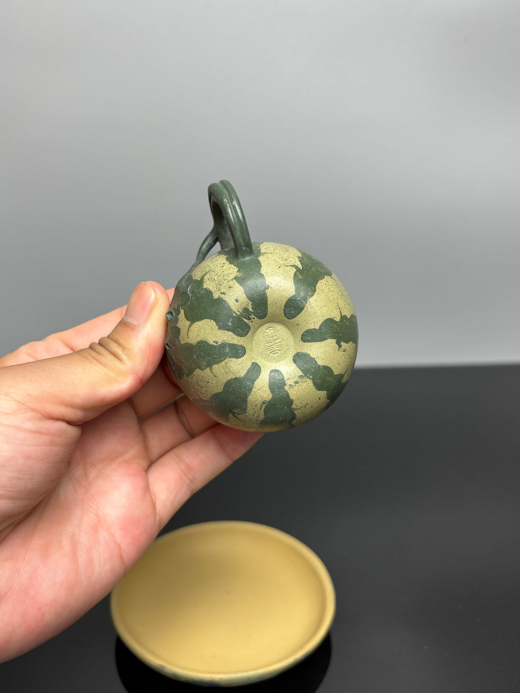 蒋蓉之女 传世花器｜蒋艺华·非遗紫砂巅峰重器《西瓜套组》优质本山绿泥粉浆·430cc