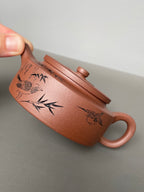 紫砂界陶刻艺术名家·李峰臻品《周盘壶》原矿优质底槽清·180cc ——国大师吴鸣高徒·李峰亲工