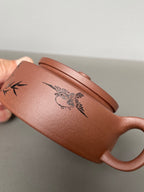紫砂界陶刻艺术名家·李峰臻品《周盘壶》原矿优质底槽清·180cc ——国大师吴鸣高徒·李峰亲工