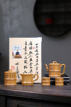 东盟紫砂行业领军人物新作【四大美女五头茶具套组】一壶一公杯一茶叶罐两主人杯原矿优质黄金砂柴烧 260cc