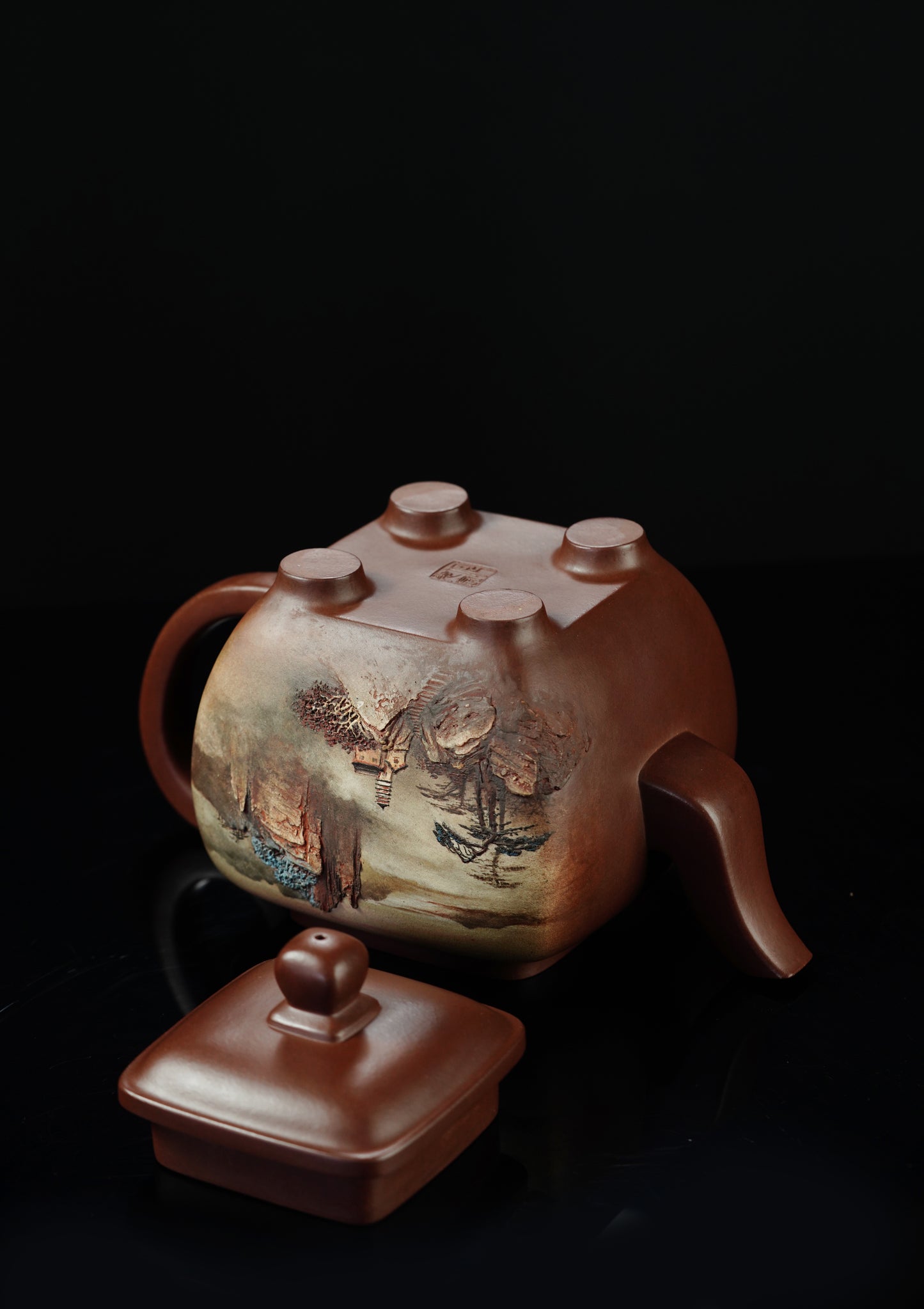 双宗师合璧·紫砂史巅峰&nbsp; 紫砂界天花板｜何光宏·邱玉林联袂创作孤品《鸣远四方壶》原矿优质底槽清·1500cc