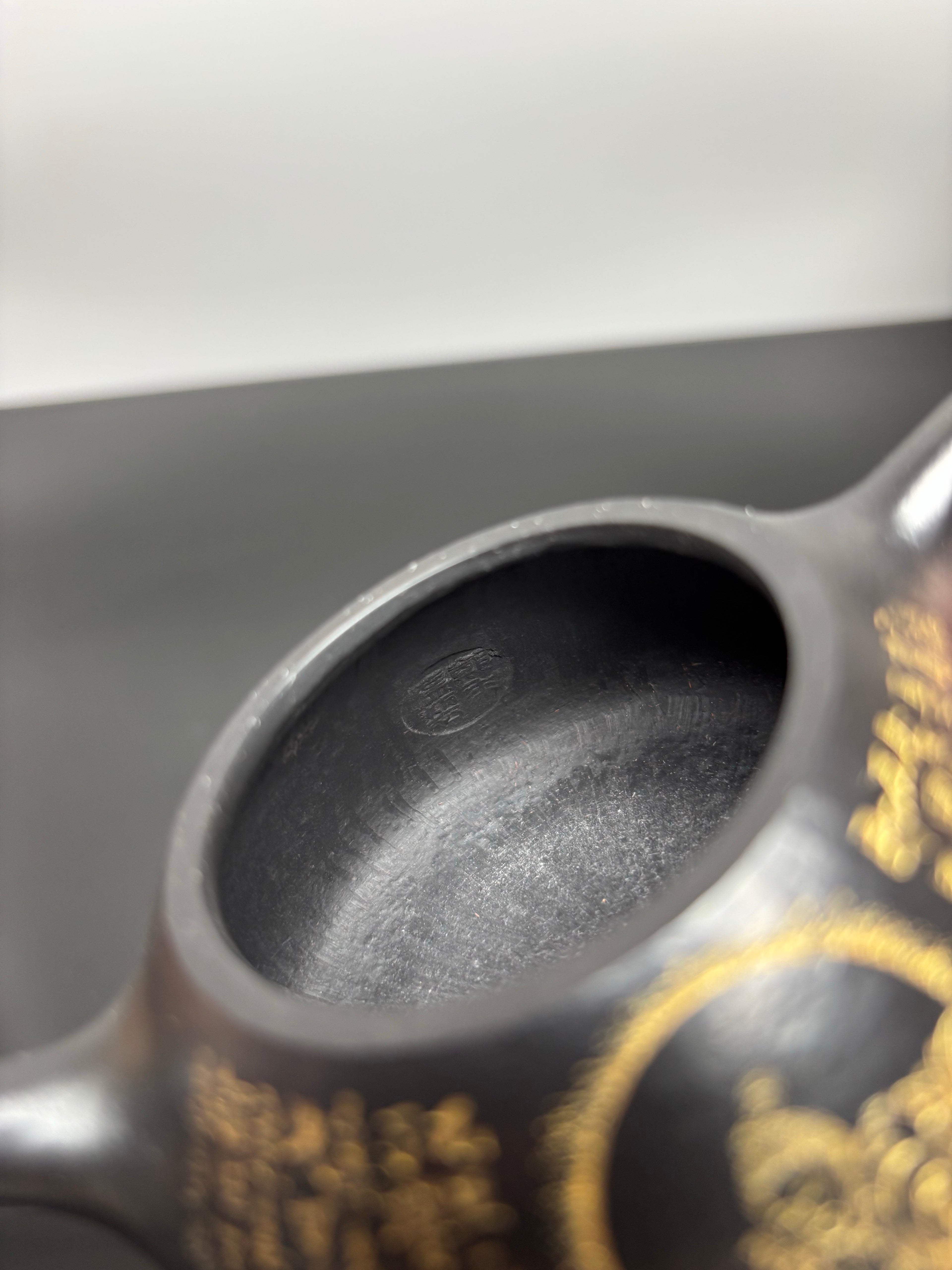 一器藏心经·紫砂纳万福｜郑求标大师｜心经+吉祥经至尊禅意臻品【平盖石瓢壶】原矿优质朱泥还原烧·160cc