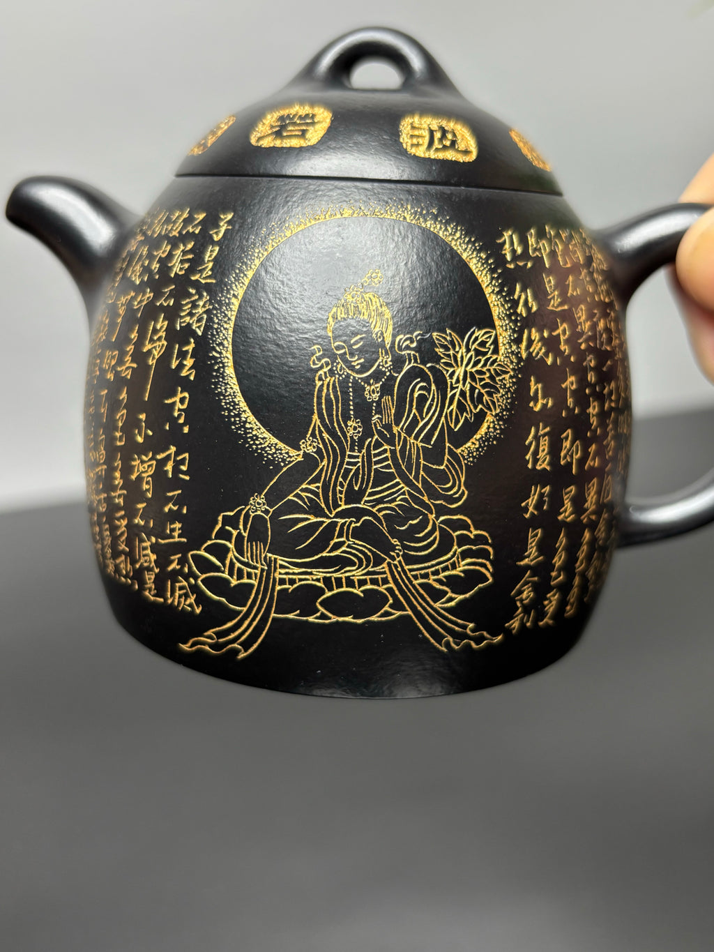 一器藏心经·紫砂纳万福｜郑求标大师｜双心经至尊禅意臻品【秦权壶】原矿优质朱泥还原烧·260cc