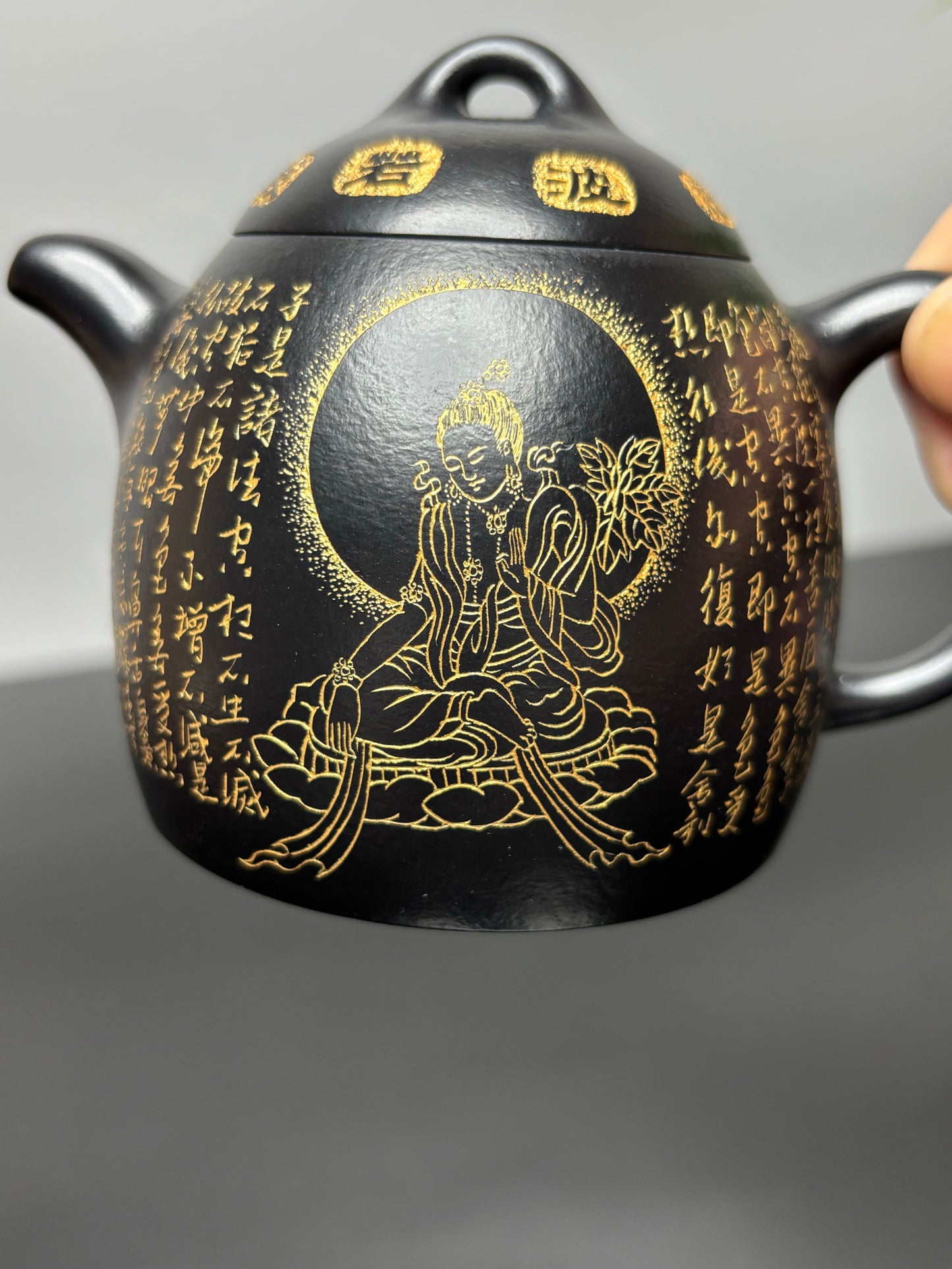 一器藏心经·紫砂纳万福｜郑求标大师｜双心经至尊禅意臻品【秦权壶】原矿优质朱泥还原烧·260cc