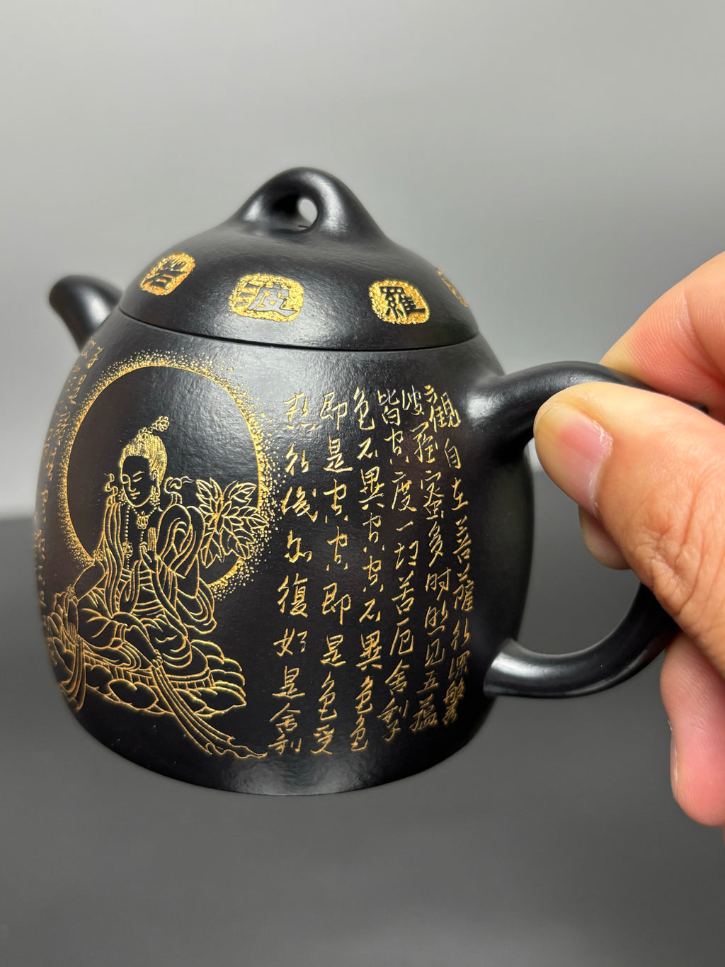 一器藏心经·紫砂纳万福｜郑求标大师｜双心经至尊禅意臻品【秦权壶】原矿优质朱泥还原烧·260cc
