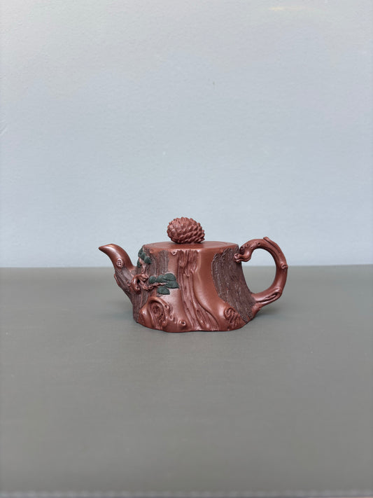 蒋蓉之女 传世花器｜蒋艺华·非遗紫砂顶流重器《松桩壶》原矿优质底槽清·200cc