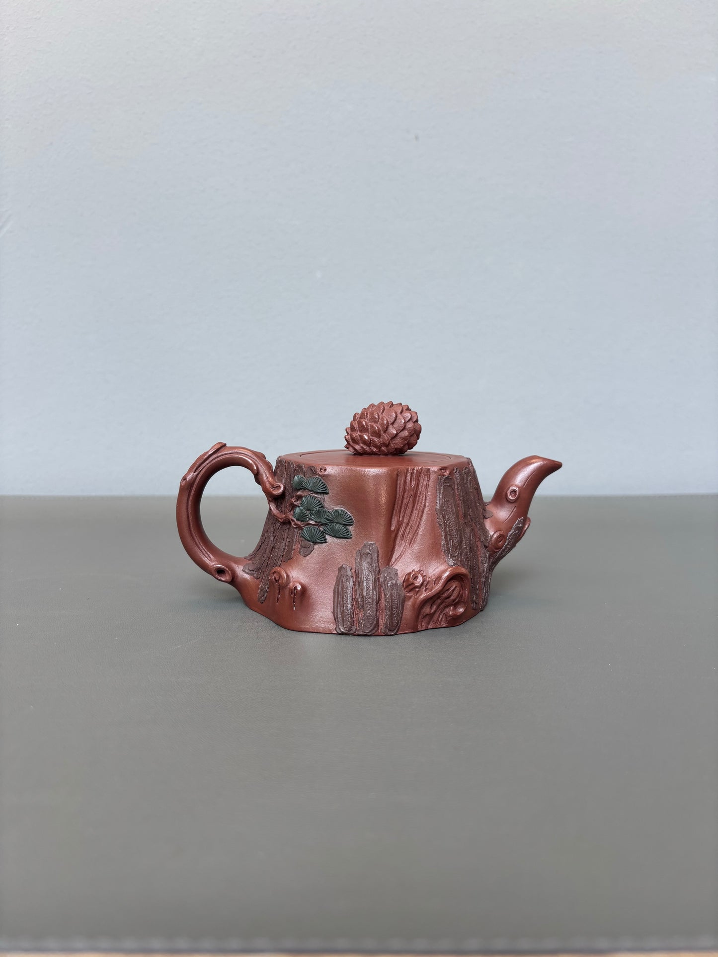蒋蓉之女 传世花器｜蒋艺华·非遗紫砂顶流重器《松桩壶》原矿优质底槽清·200cc