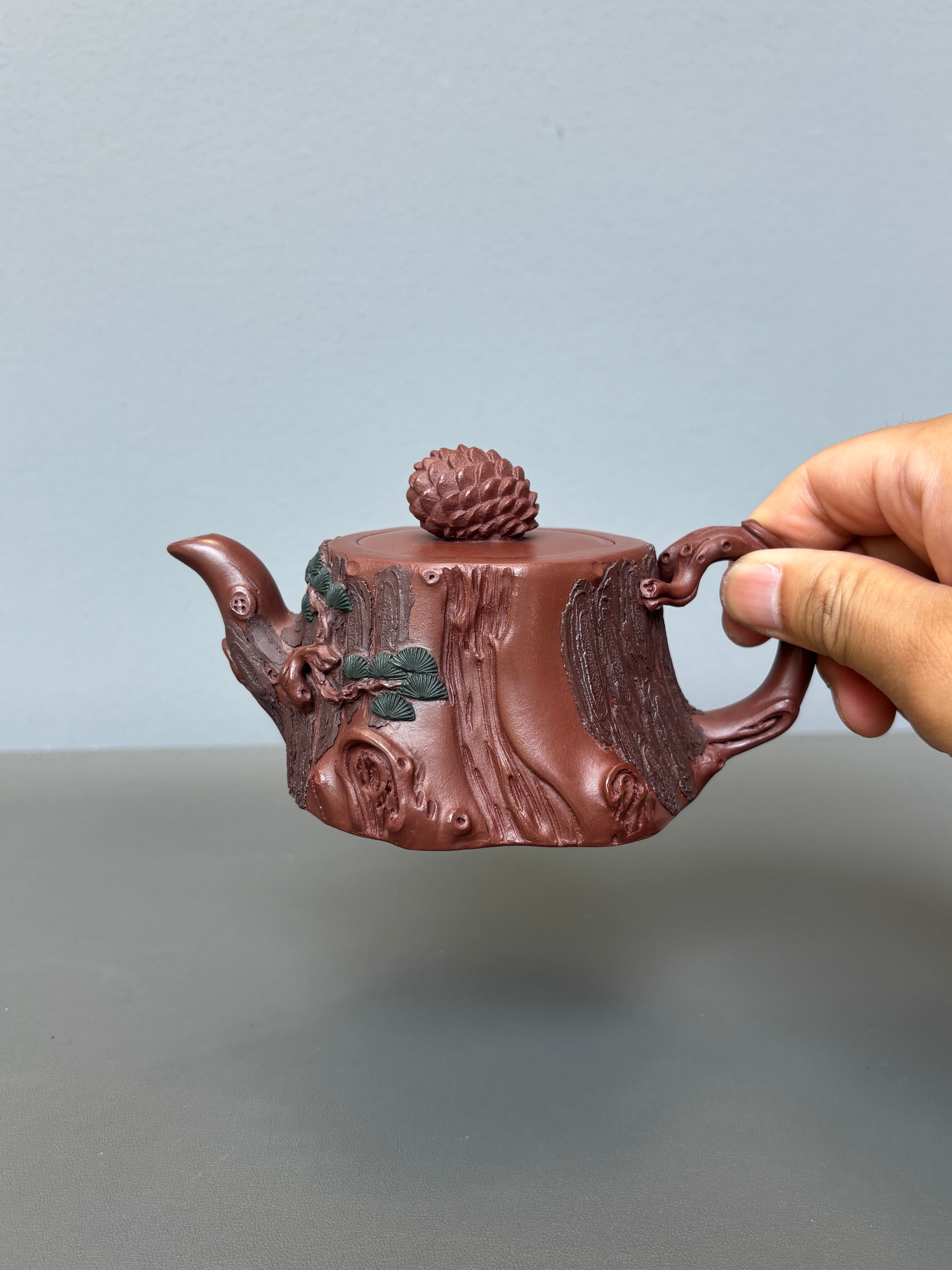 蒋蓉之女 传世花器｜蒋艺华·非遗紫砂顶流重器《松桩壶》原矿优质底槽清·200cc