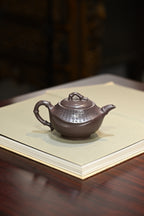 逍遥竹·全手工（省大师桑黎兵刻绘+双证书）紫砂十二精英之首，省大师桑黎兵儿子桑崧杰作品 容量210cc/特级紫罗兰