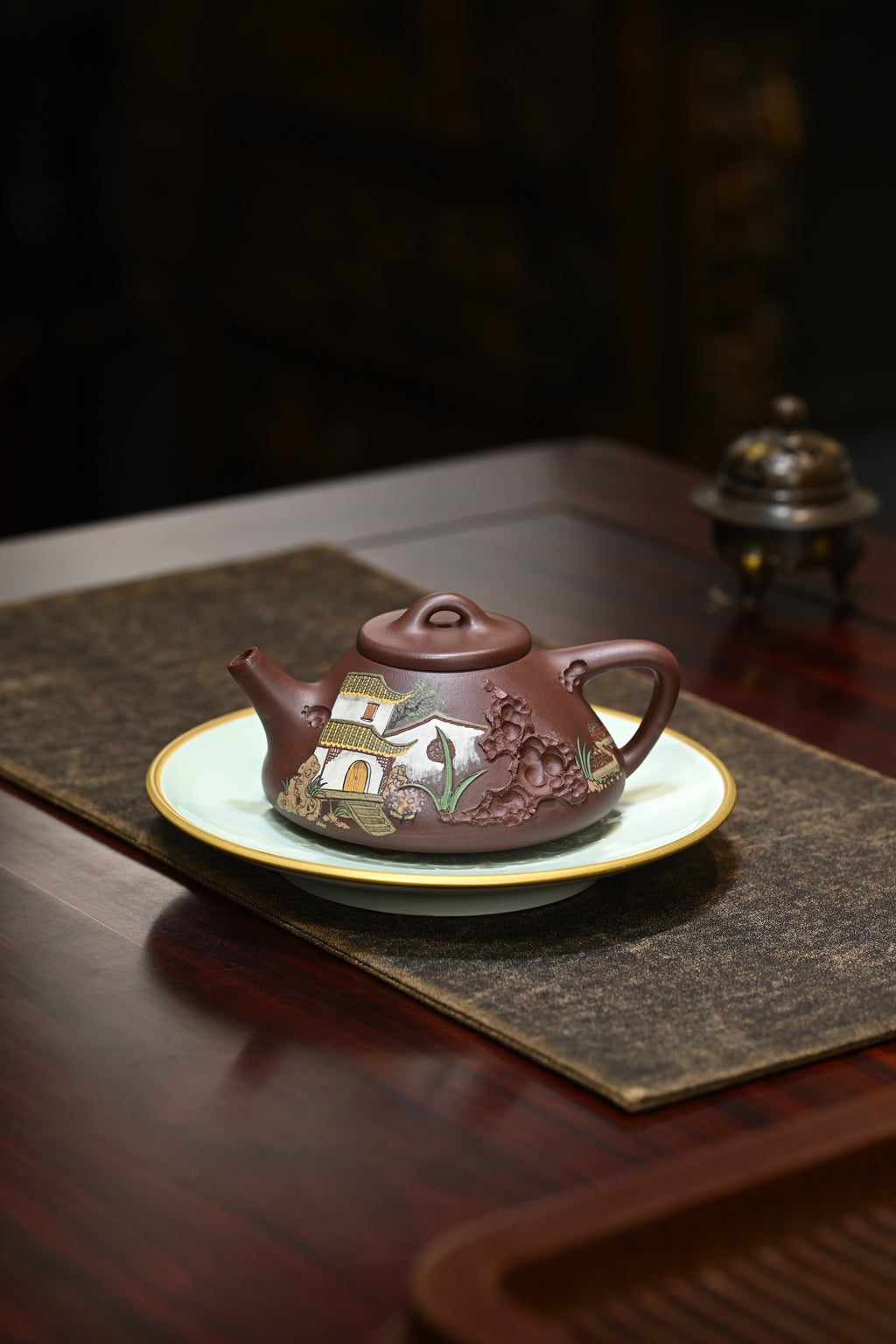 子冶石瓢·全手工/高工蒋锡坤作品 /容量260cc/原矿紫茄泥