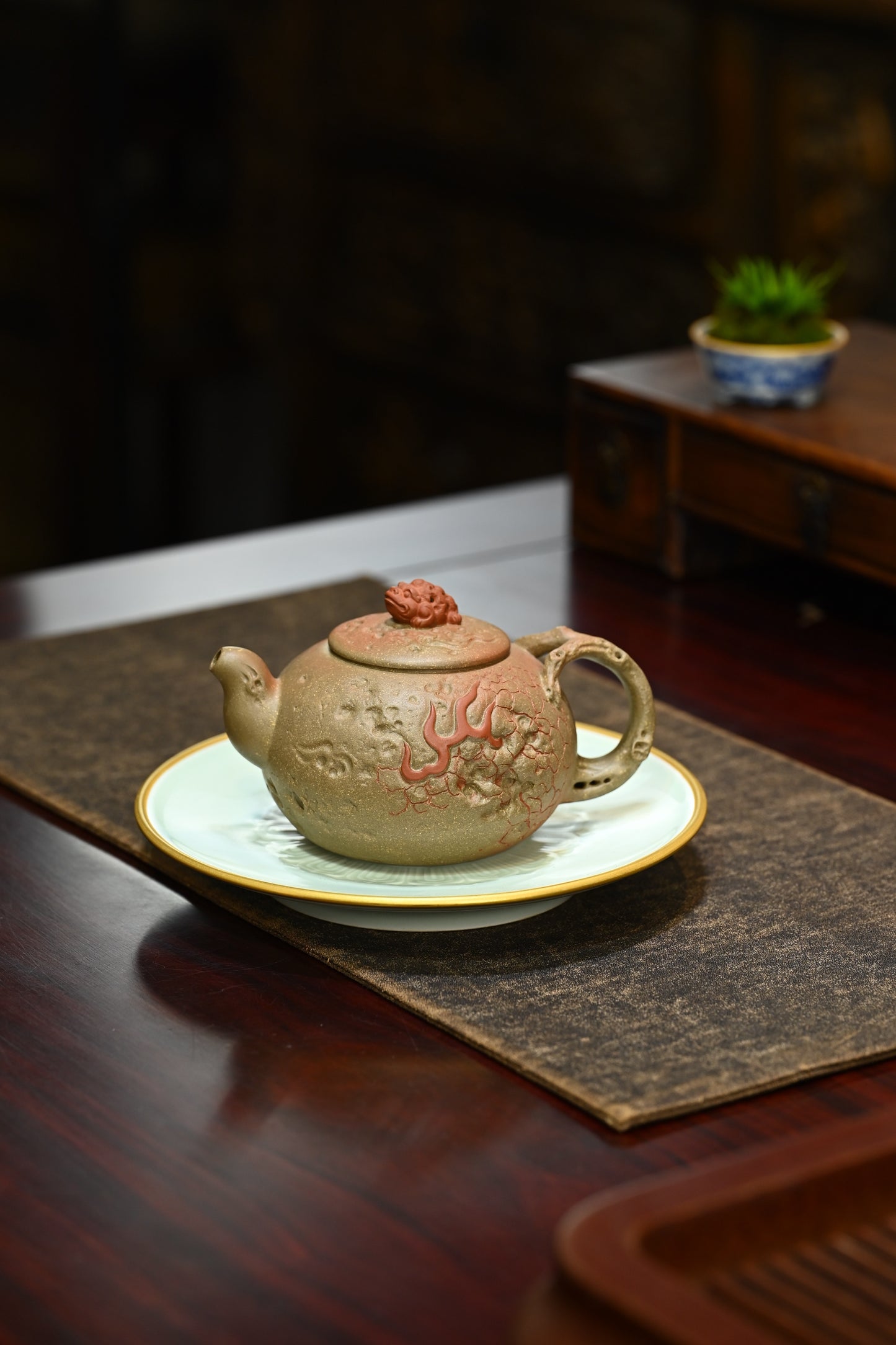 福蟾供春·全手工 高工蒋锡坤作品 /容量330cc/家藏豆青泥