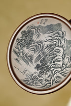 扁玉·全手工 （省大师桑黎兵刻绘+双证书）/紫砂十二精英之首，省大师桑黎兵儿子桑崧杰作品 /容量300cc/特级紫泥