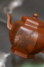 高士·全手工（省大师桑黎兵刻绘+双证书）紫砂十二精英之首，省大师桑黎兵儿子桑崧杰作品容量350cc/特级红泥